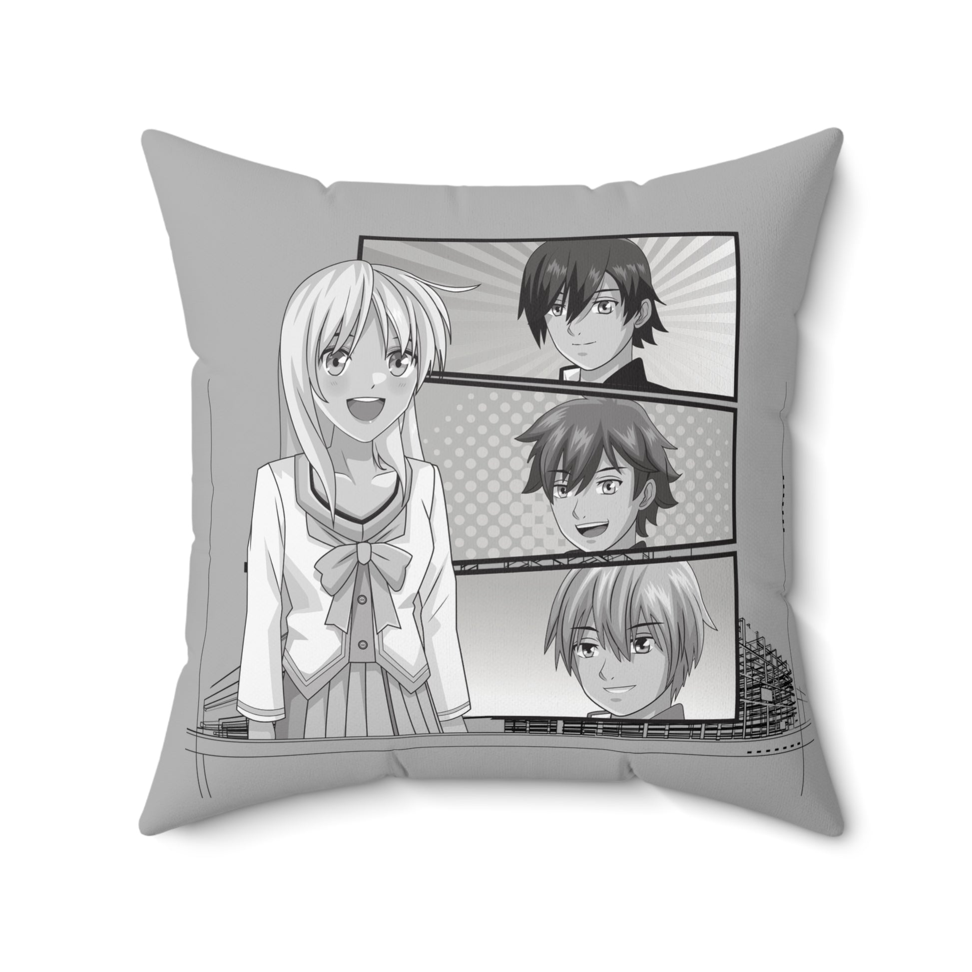 Anime-inspiriertes quadratisches Kissen, gemütliches Wohndekor, Wurfkissen für Fans, Dekokissen, Geschenk für Anime-Liebhaber