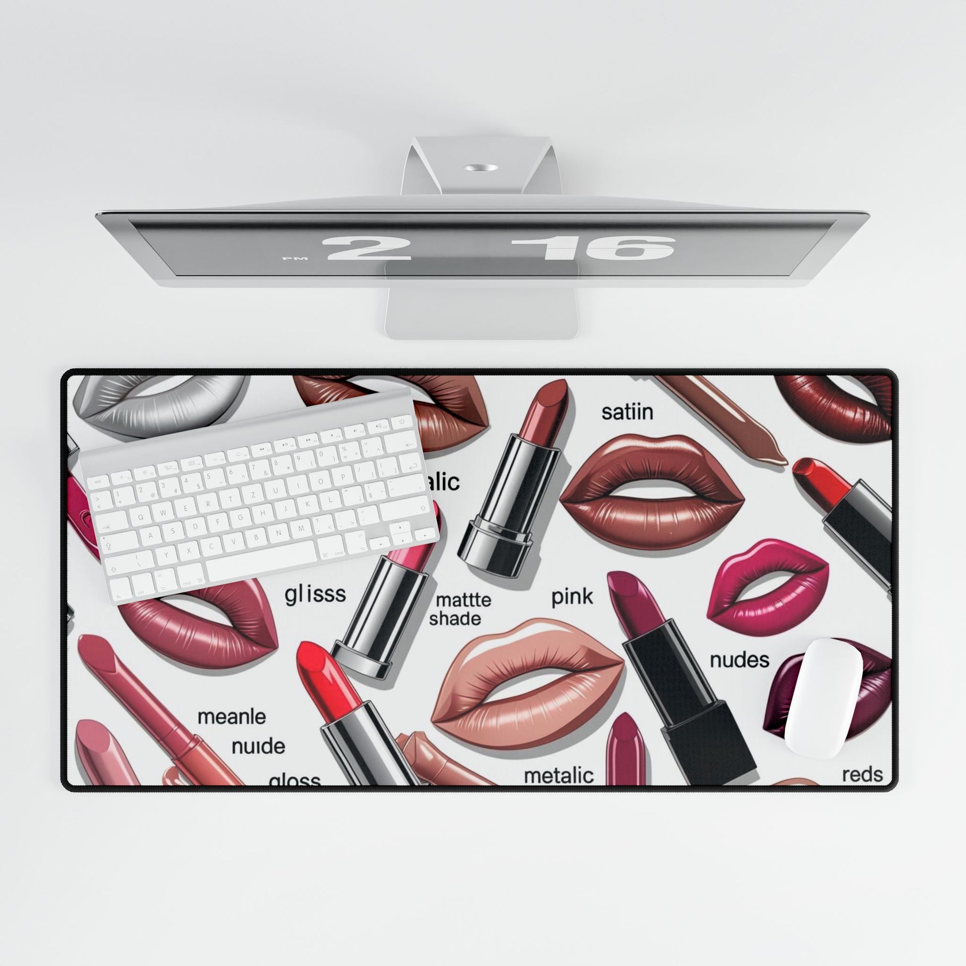 Schicke Lippenstift Schreibtischmatte, Vanity Organizer Matte, Makeup Dekor, Büroästhetik, Geschenk für Beauty Liebhaber, stilvolles Schreibtischaccessoire