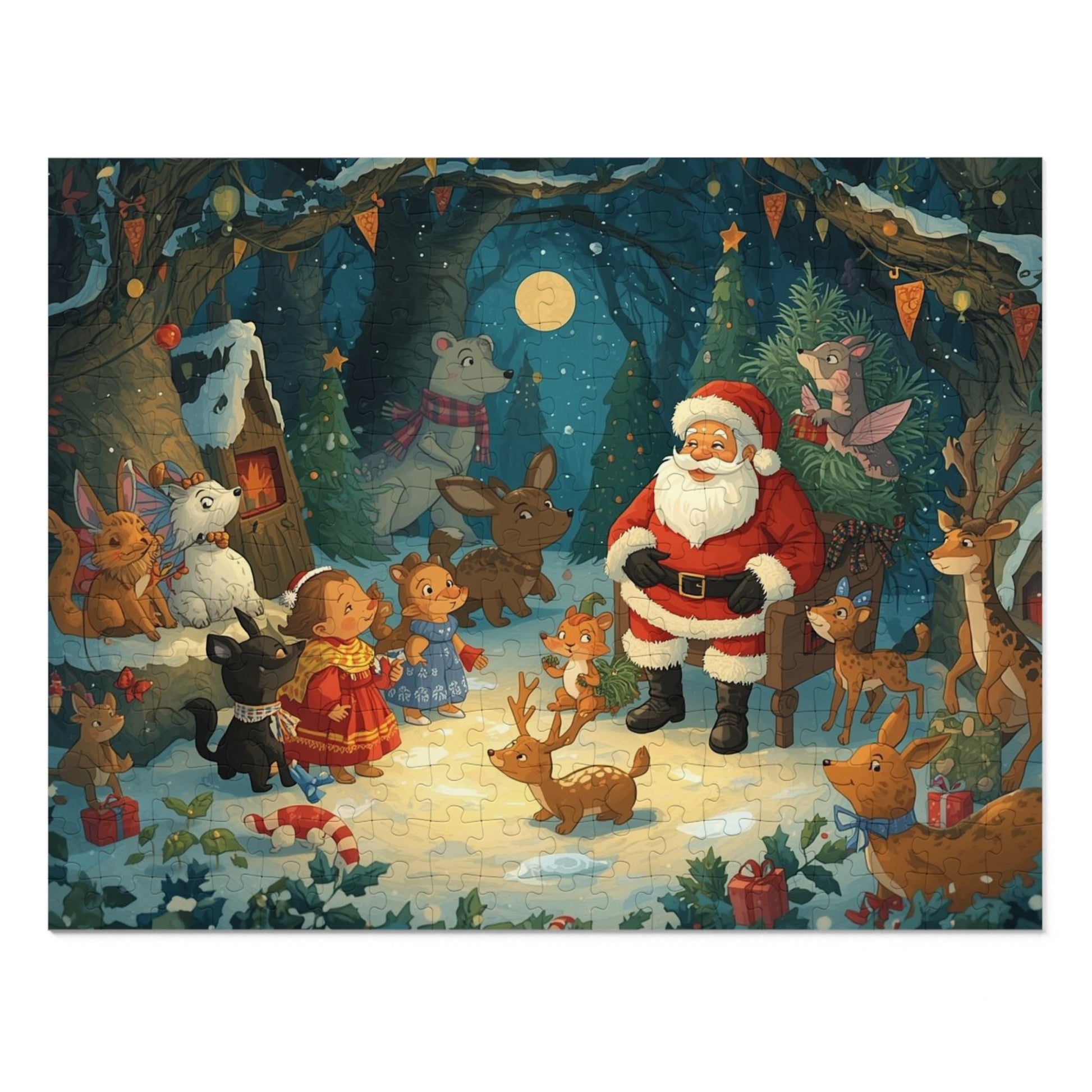 Weihnachtspuzzle mit Dose, Weihnachtsdekoration, Familienspielabend, Geschenk für Kinder, Festliche Aktivitäten, Winterwunderland