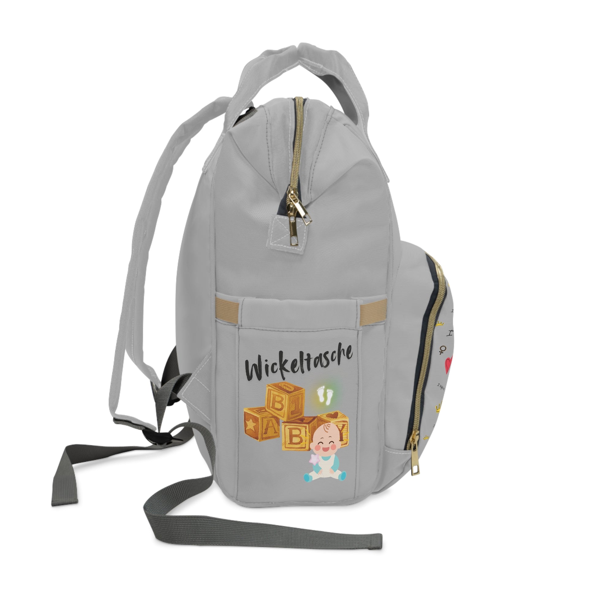 Süßer multifunktionaler Wickelrucksack für Eltern – „I Make Me Happy“-Design