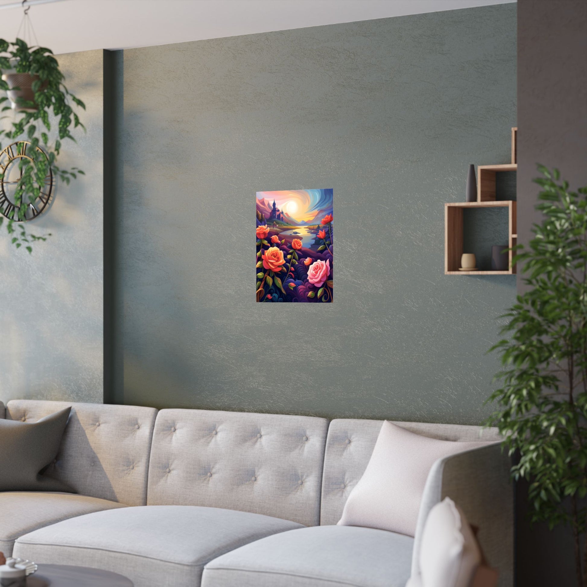 Satinblumen Poster Kunstdruck, Romantisches Wanddekor, Florales Kunstwerk für Zuhause, Geschenk für Sie, Botanisches Dekor, Ideal für Hochzeiten