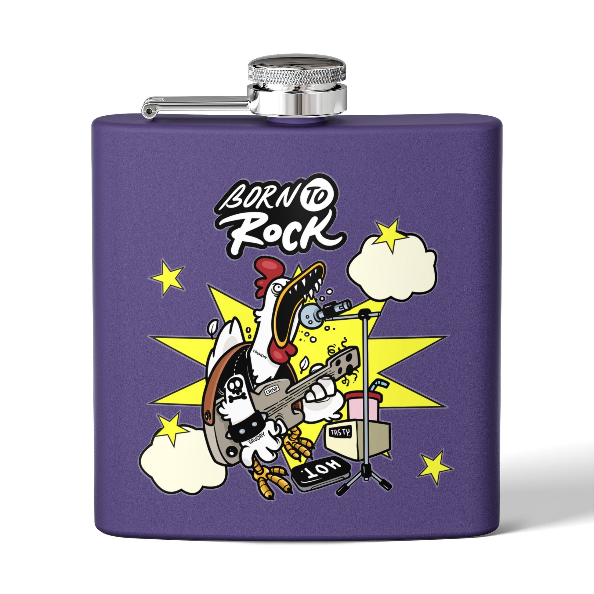 Edelstahl-Flachmann „Born to Rock“ – 170 ml Party-Accessoire zum Thema Musik