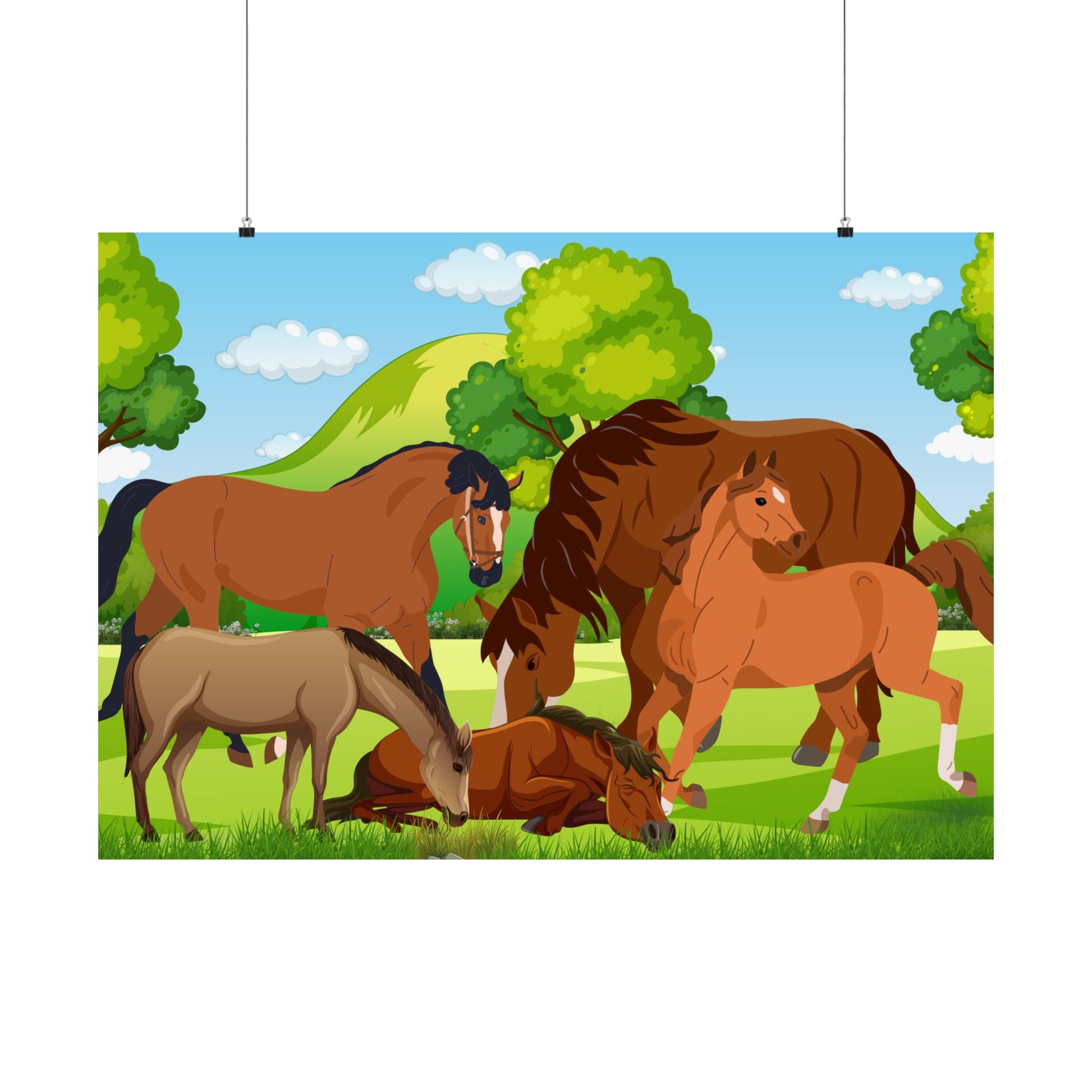 Pferde Kunst Satin Poster, Pferde Dekor, Bauernhaus Wandkunst, Jugendzimmer Dekor, Tierliebhaber Geschenk, Reiter Home Decor
