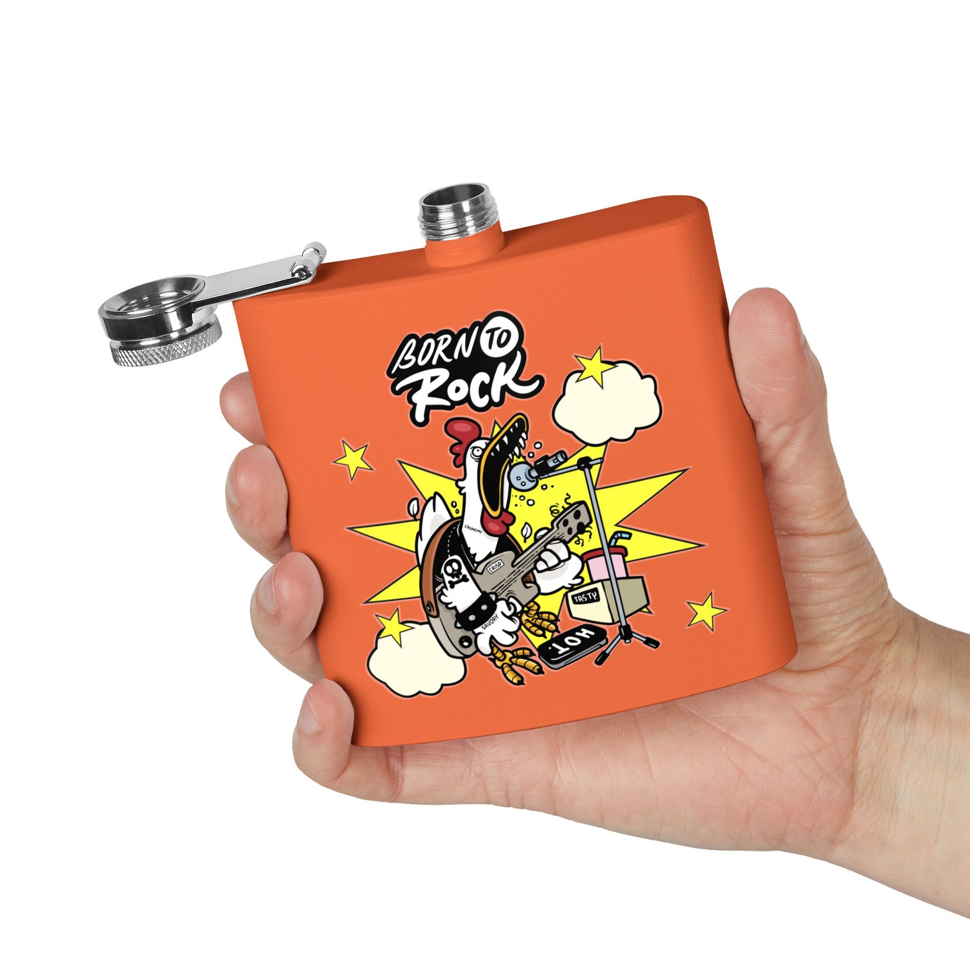 Edelstahl-Flachmann „Born to Rock“ – 170 ml Party-Accessoire zum Thema Musik