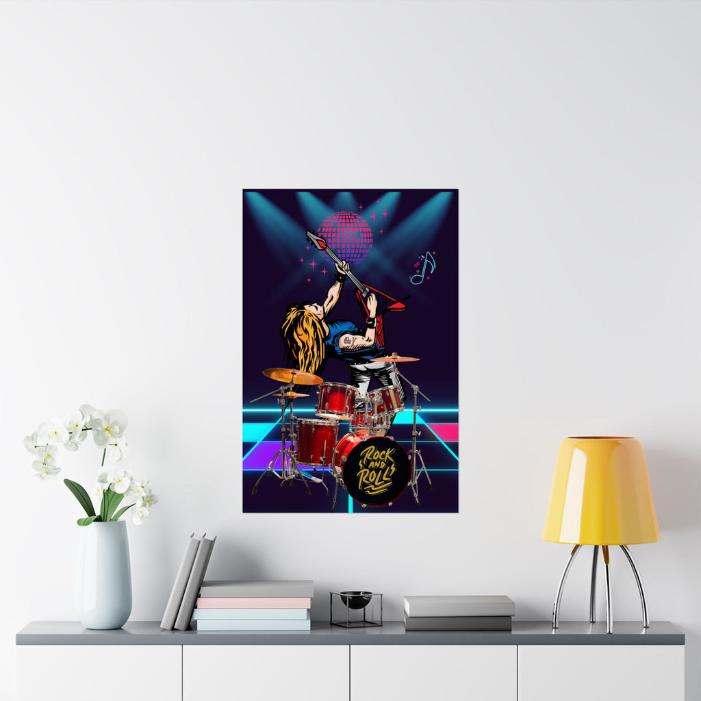 Rock and Roll Satin Poster, Musik Wandkunst, Retro Dekor, Geschenk für Musiker, Home Studio Dekoration, Vintage Vibe Kunstwerk
