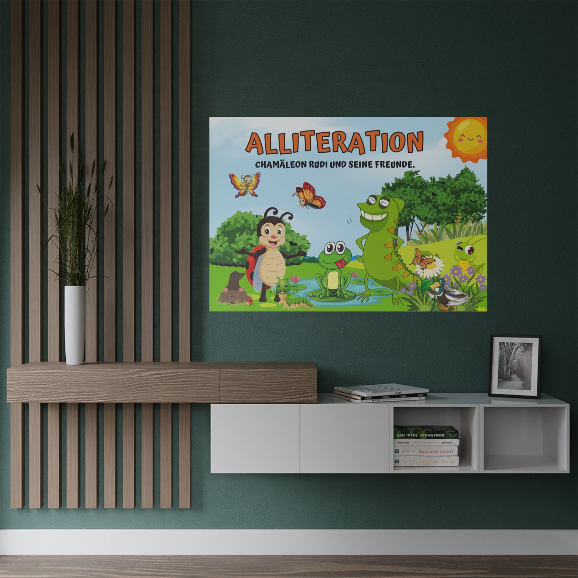 Kinder-Lernposter aus Satin, Kinderzimmer-Dekor, Klassenzimmer-Wandkunst, Alliterationsthema, Lerndekor, lustige Kindergeschenke