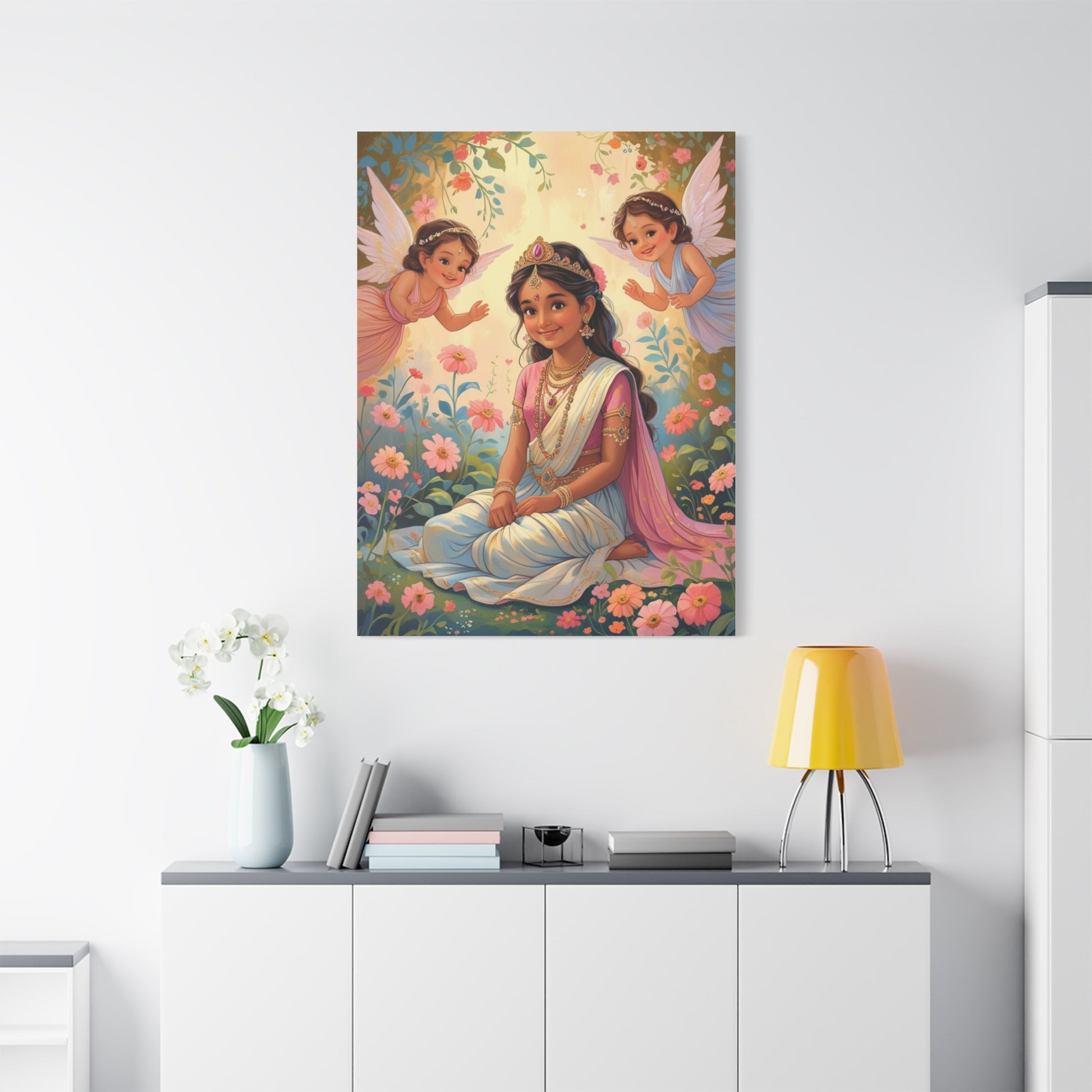 Zauberhafte Feenkunst auf Leinwand, Kinderzimmer Dekor, wunderliche Wandkunst, Geschenk für Mädchen, Fantasy Kunstwerk