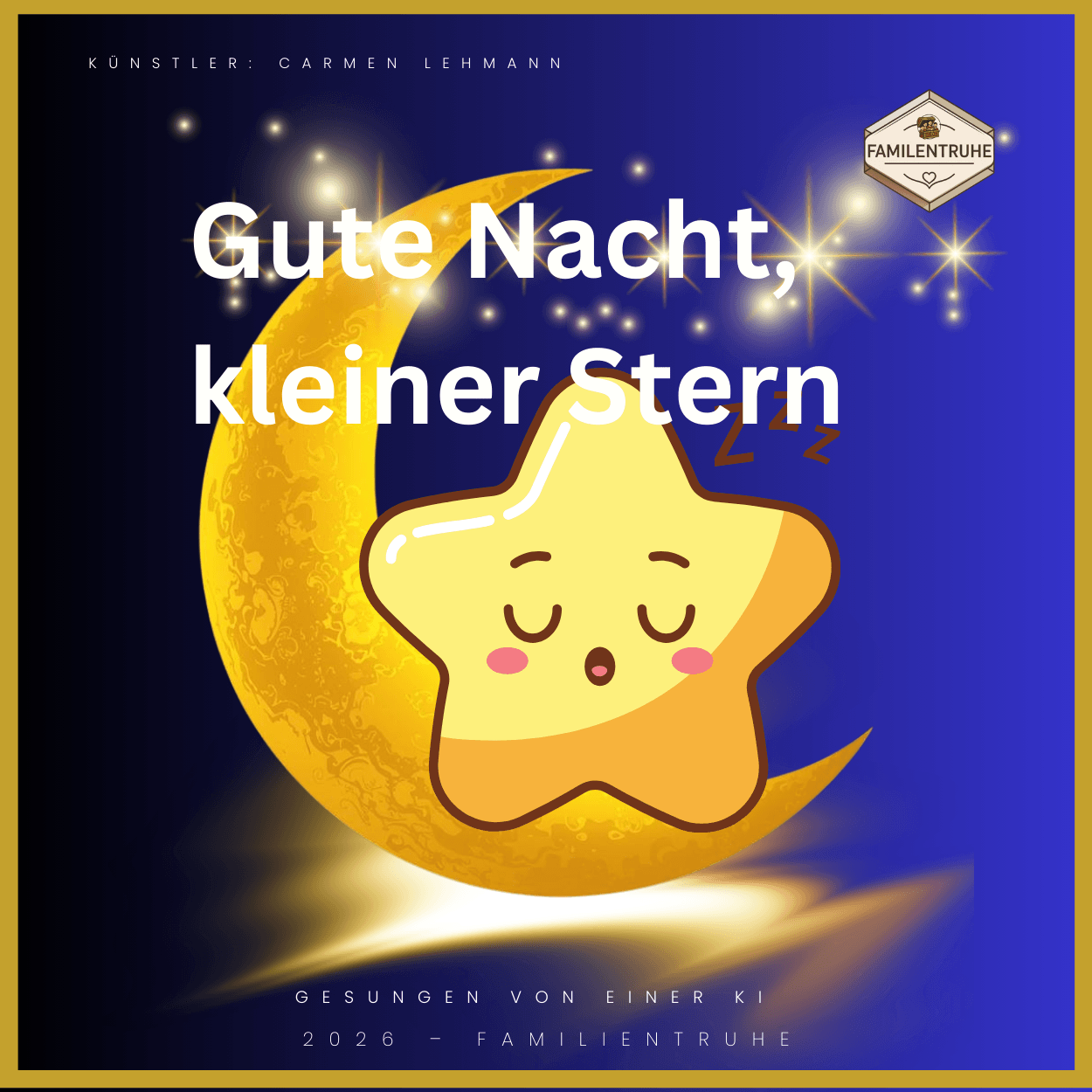 Wiegenlied Gute Nacht kleiner Stern mit süßem Stern und Mond, perfekte Melodie für entspannende Schlafenszeit.