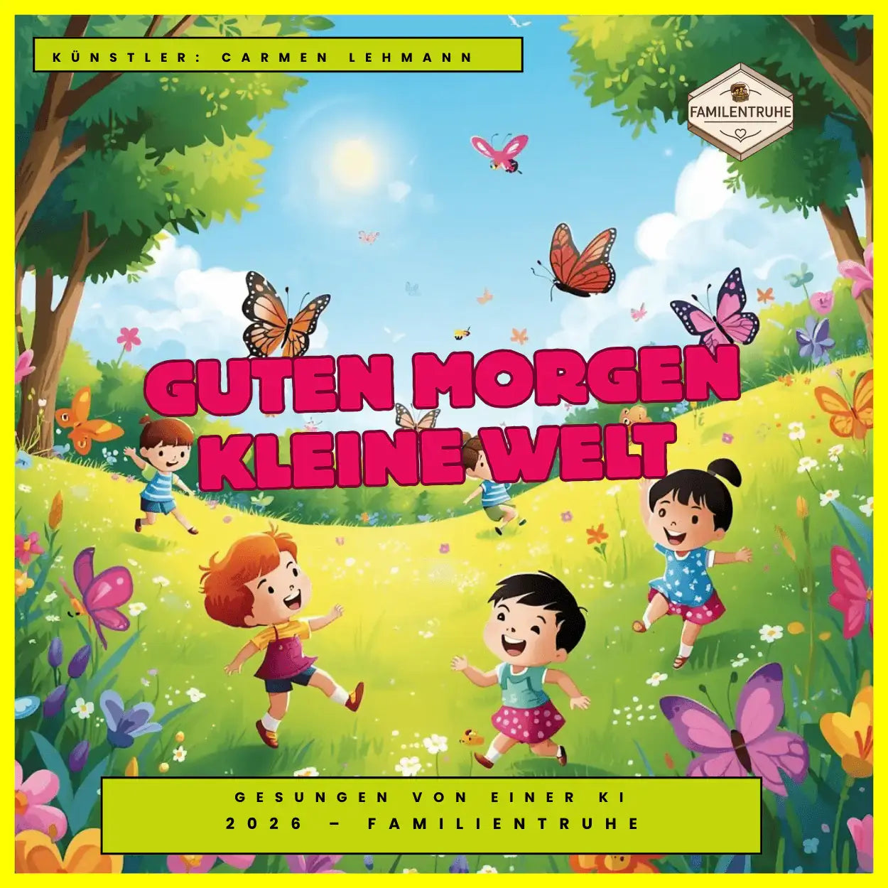 Guten Morgen kleine Welt - fröhliches Kinderlied mit sanften Melodien und bunten Frühlingsmotiven.