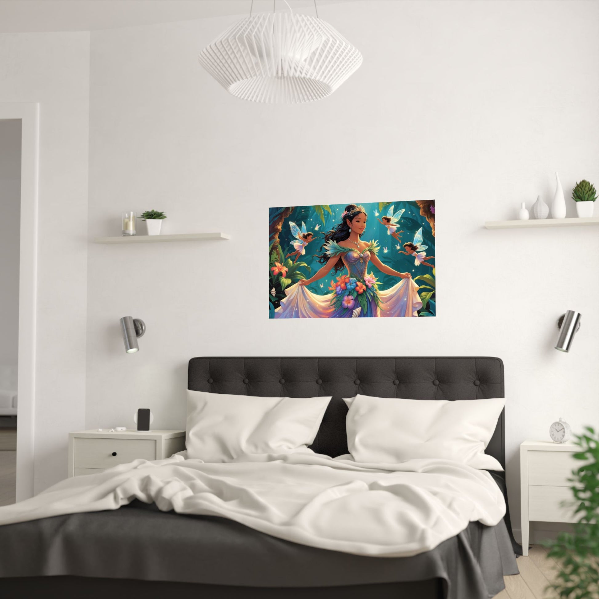 Zauberhafter Feen-Wandkunstdruck, Verträumtes Wohndekor, buntes Poster für Kinderzimmer, Fantasy-Kunst, Geschenk für Feenliebhaber