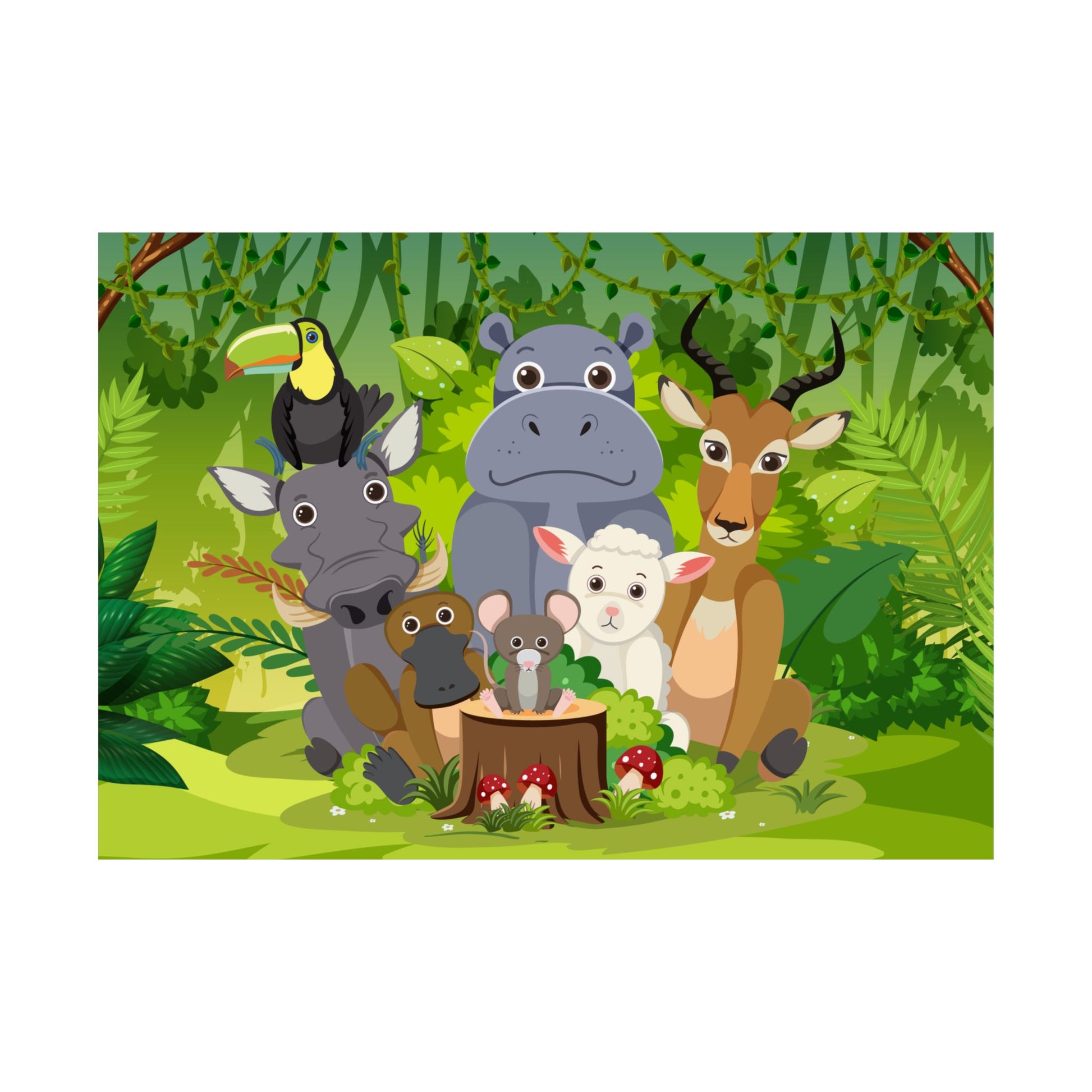 Naturinspirierte Tier-Satin-Poster, Kinderzimmer Dekor, Dschungeltiere Wandkunst, Kinderzimmer Wanddekoration, Geschenk für Tierliebhaber