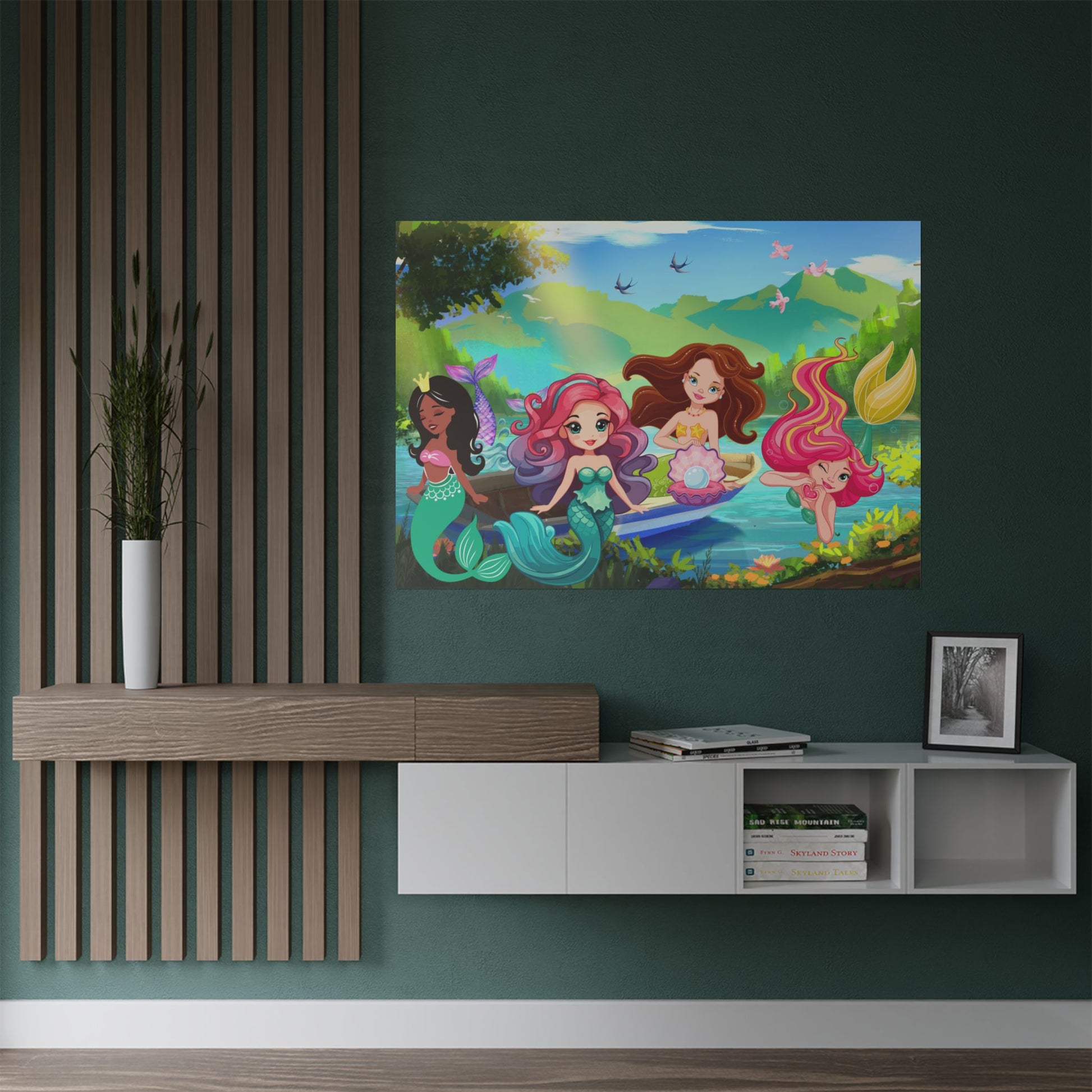 Meerjungfrau Satin Poster – Zauberhafte Deko fürs Kinderzimmer, Kunstdrucke, Kindergeschenke, Fantasy Wandkunst, Unterwasserthema