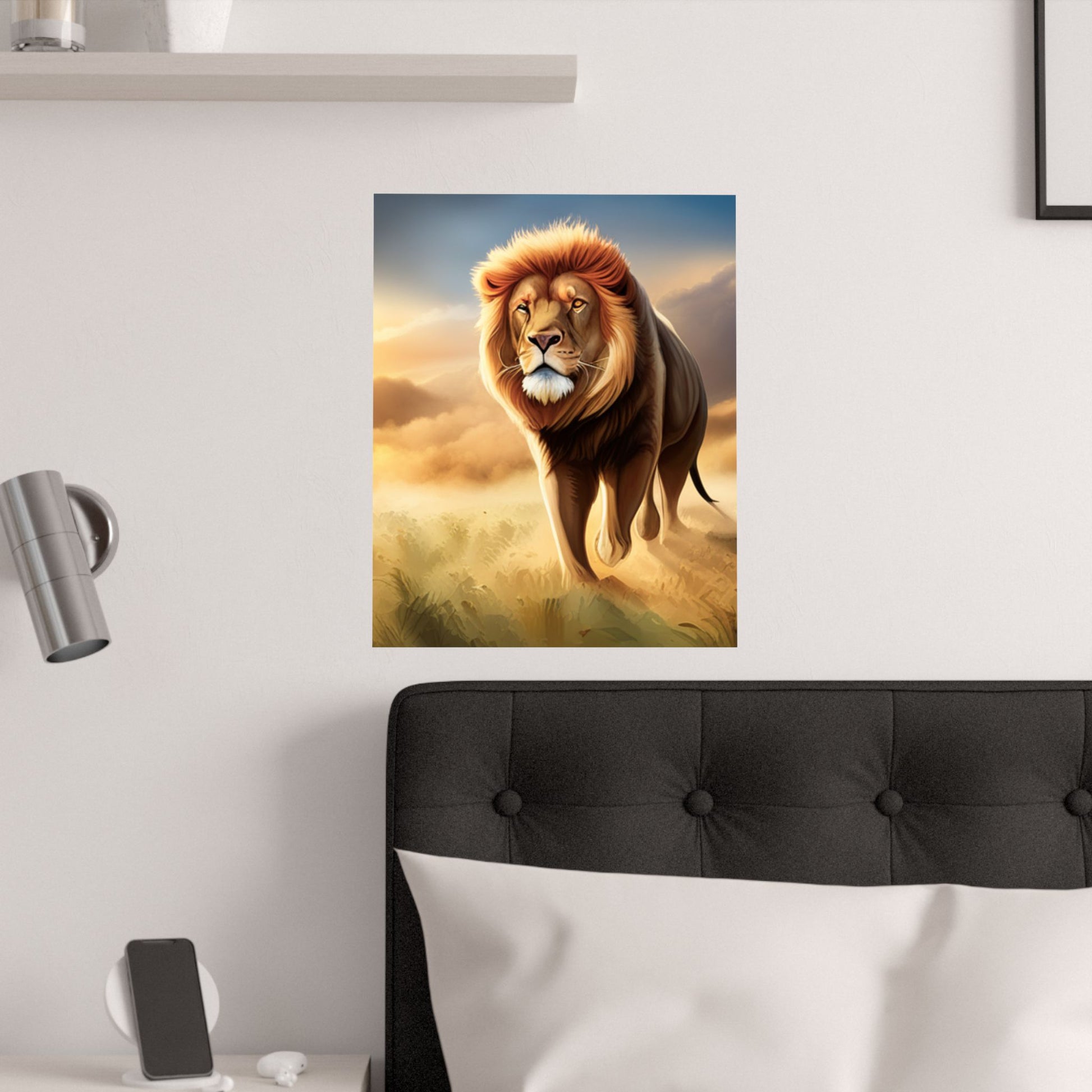 Majestätisches Löwe Satin Poster, Art Decor, Wandkunst, Wildlife Print, Löwenliebhaber Geschenk, Tierkunst, Home Decor