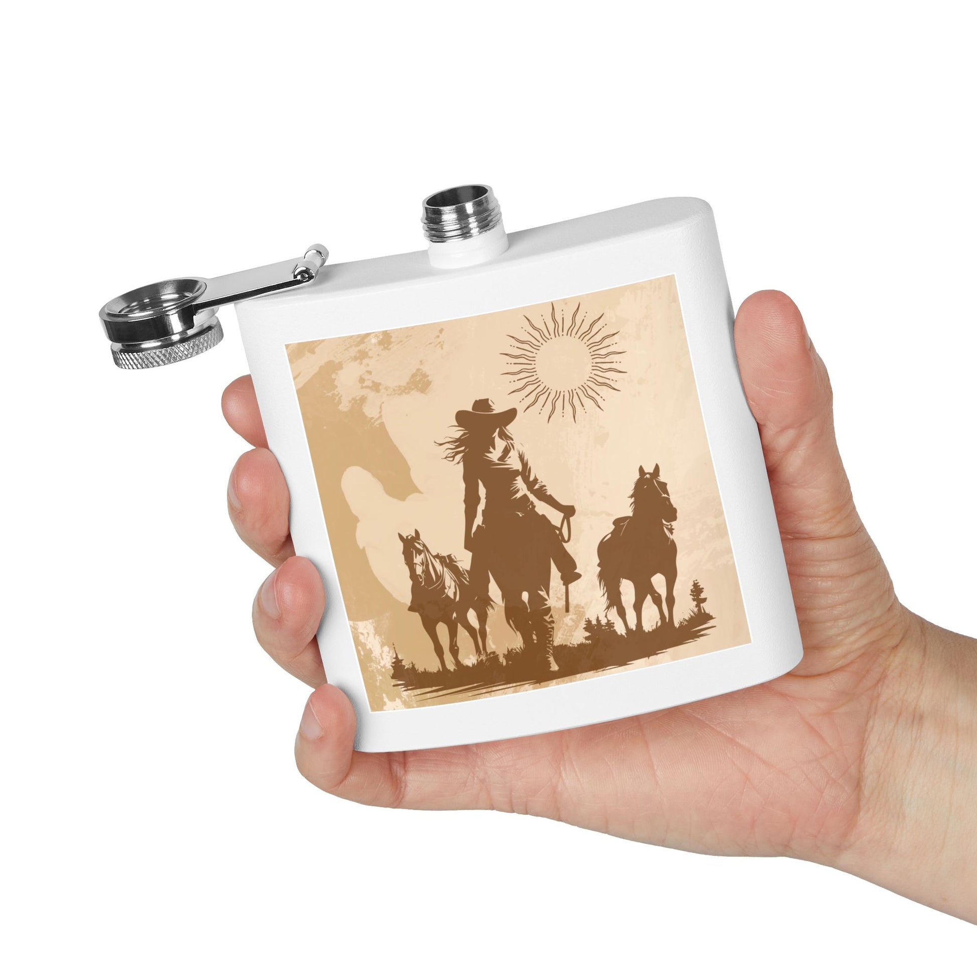 Western Cowboy Flask, Rustikale Geschenke für Männer, Cowboy Flask, personalisiertes Geschenk für Pferdeliebhaber, Cowboy Dekor, Abenteuerausrüstung