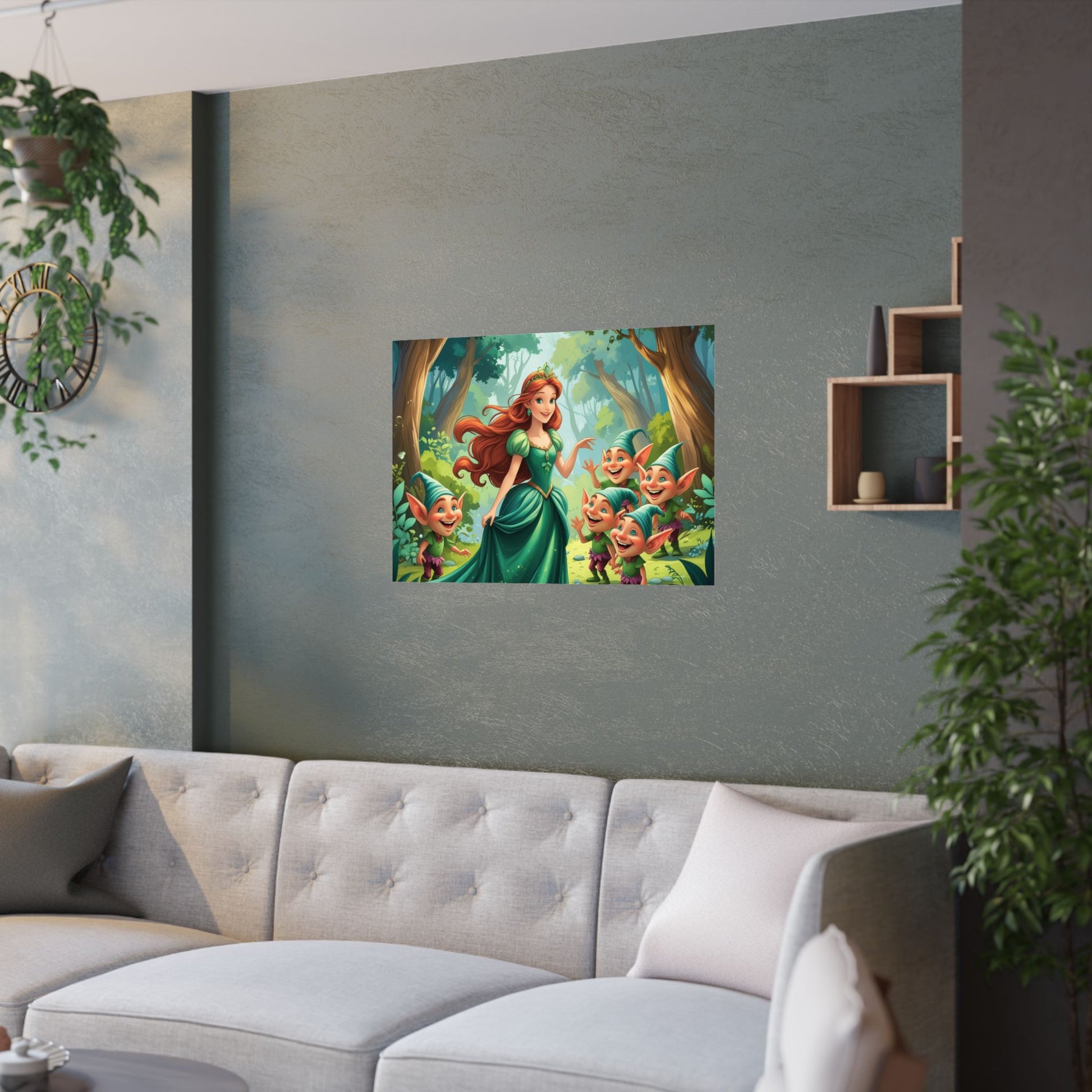 Zauberhaftes Wald Satin Poster, Märchen Wandkunst, Prinzessin Dekor, Kinderzimmer Dekoration, Zauberhafter Kunstdruck, Wunderliches Wohndekor
