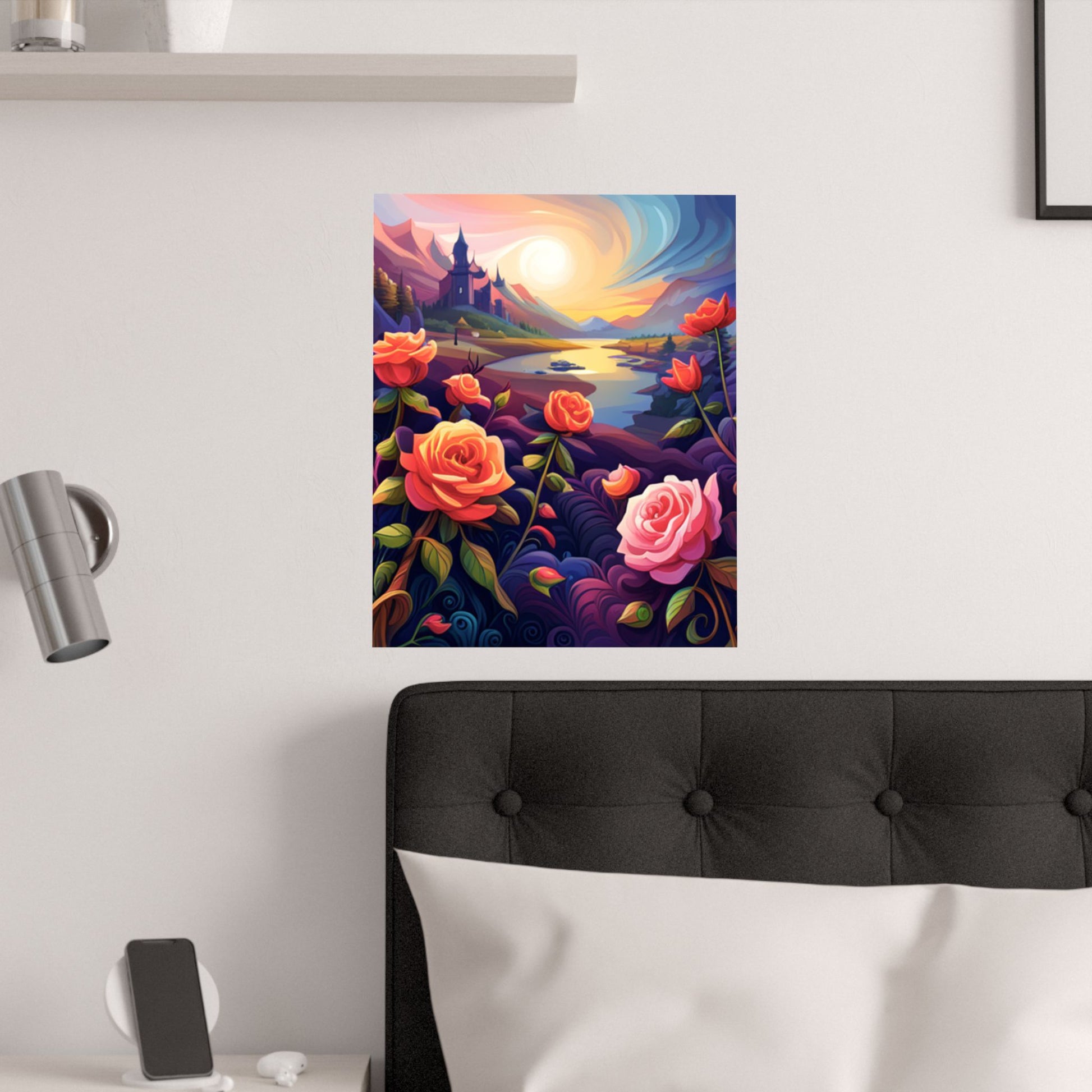 Satinblumen Poster Kunstdruck, Romantisches Wanddekor, Florales Kunstwerk für Zuhause, Geschenk für Sie, Botanisches Dekor, Ideal für Hochzeiten