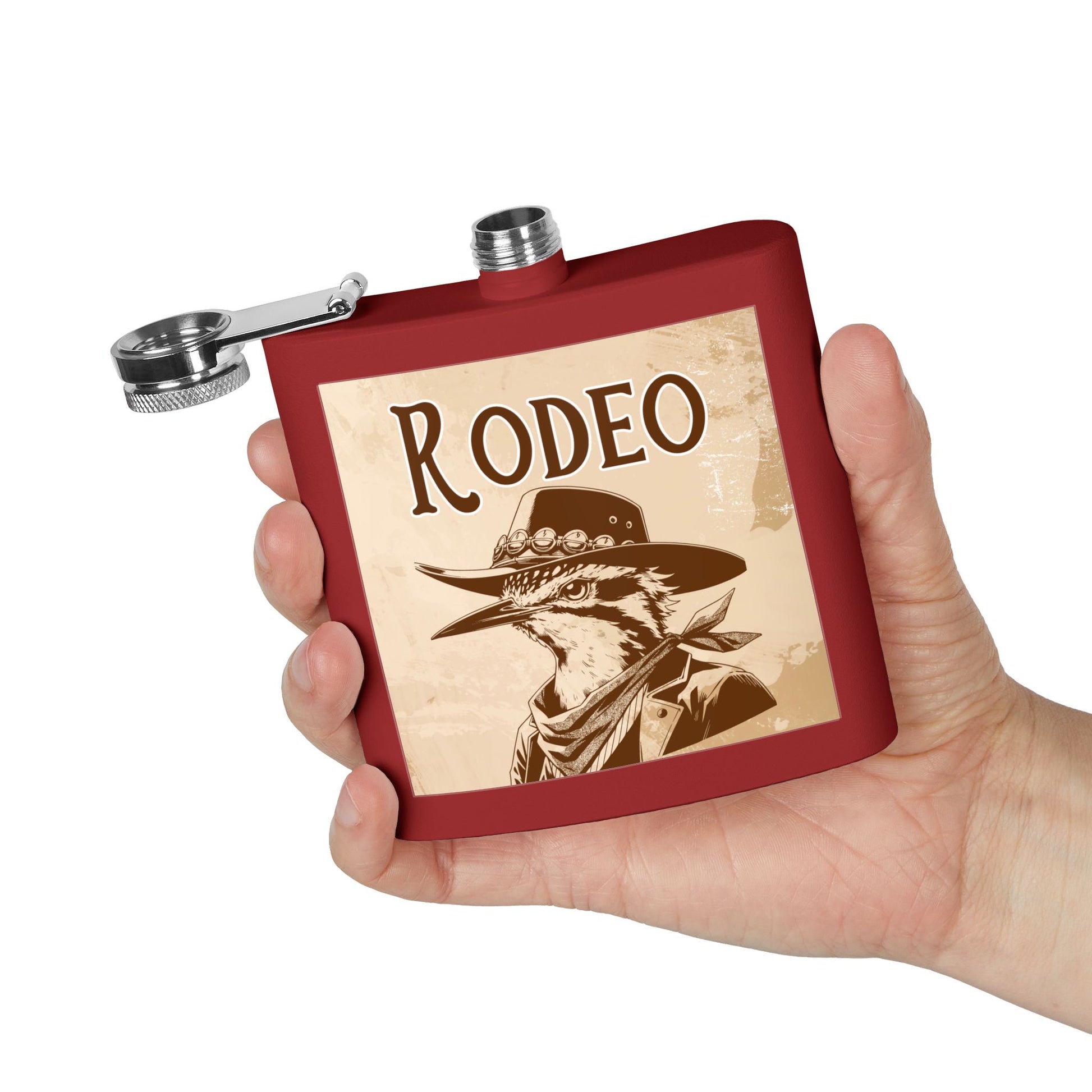 Rodeo-Flachmann aus Edelstahl | Cowboy-Geschenk | Western-Dekor | Party-Flachmann | Rustikales Hochzeitsgeschenk | Abenteuerausrüstung | Schnapsflachmann