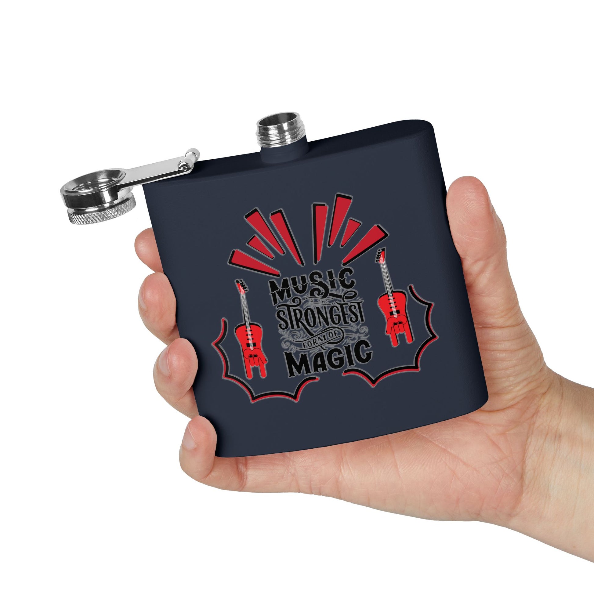 Edelstahl-Flachmann „Music Magic“ – 170 ml – perfektes Geschenk für Musiker und Musikliebhaber
