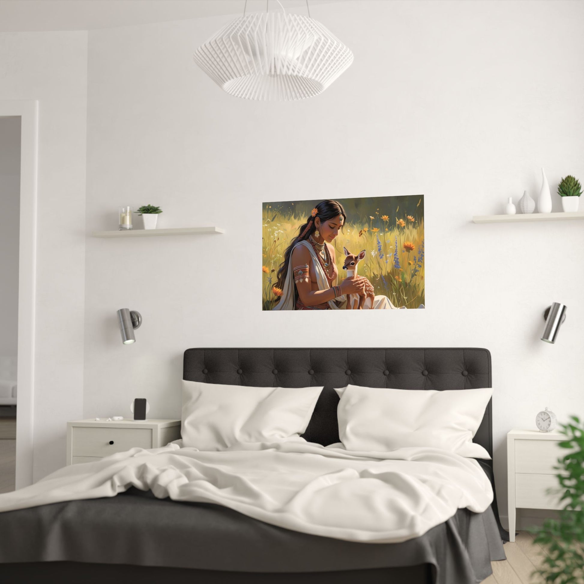 Elegante, von der Natur inspirierte Satin-Poster, Boho-Wandkunst, Wohndekor, Geschenk für Naturliebhaber, einzigartige Kunstdrucke