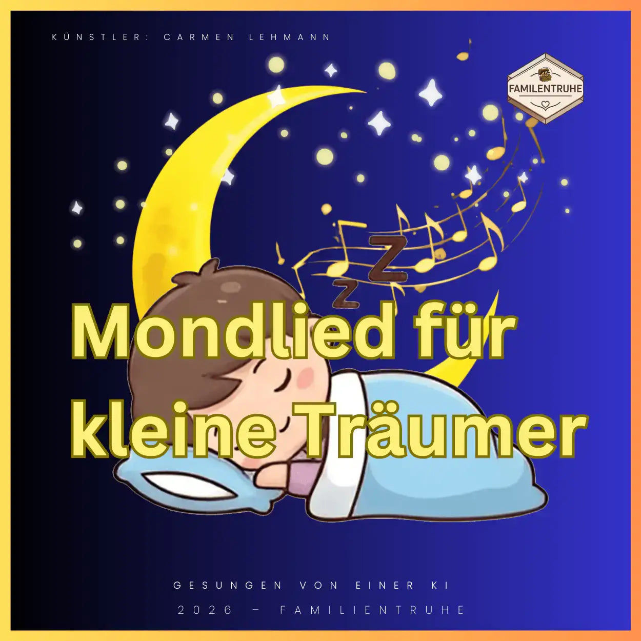 Wiegenlied-Mond Lied für kleine Träumer mit einem schlafenden Kind unter dem Mond