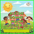 Kleine Sonne wach doch auf - fröhliches Kinderlied mit strahlender Sonne und spielenden Kindern.