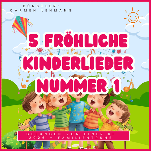 5 fröhliche Kinderlieder Nummer 1- Spar-Paket mit fröhlichen Kindern und Musiknoten, ideal für gute Laune!