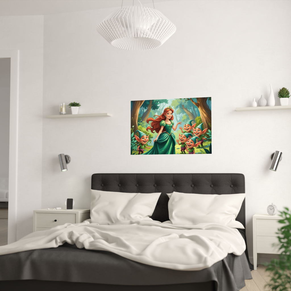 Zauberhaftes Wald Satin Poster, Märchen Wandkunst, Prinzessin Dekor, Kinderzimmer Dekoration, Zauberhafter Kunstdruck, Wunderliches Wohndekor