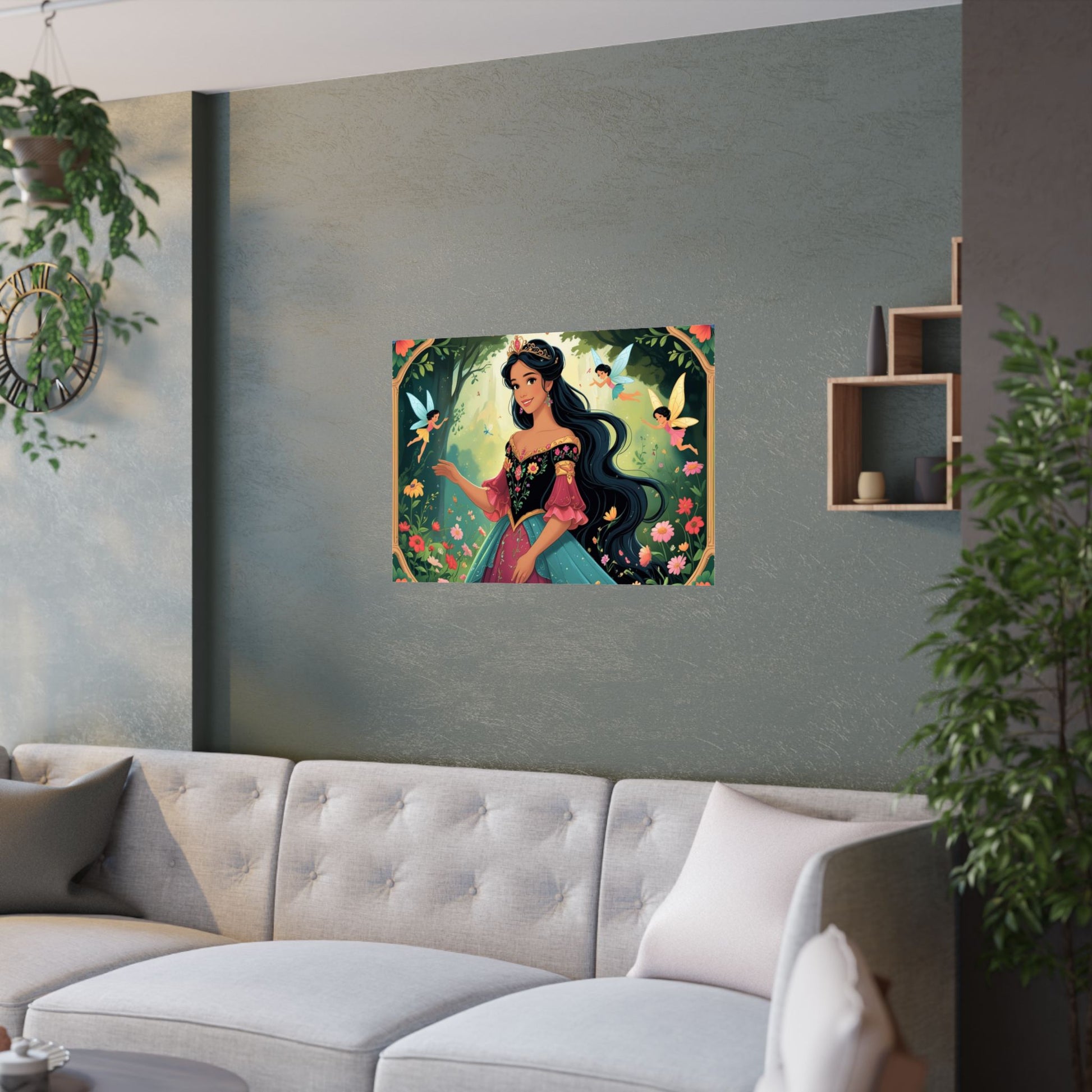 Zauberhaftes Satinposter – Zauberhafte Märchenkunst fürs Kinderzimmer, Prinzessinnen-Wanddekoration, Geburtstagsgeschenk, verträumtes Dekor