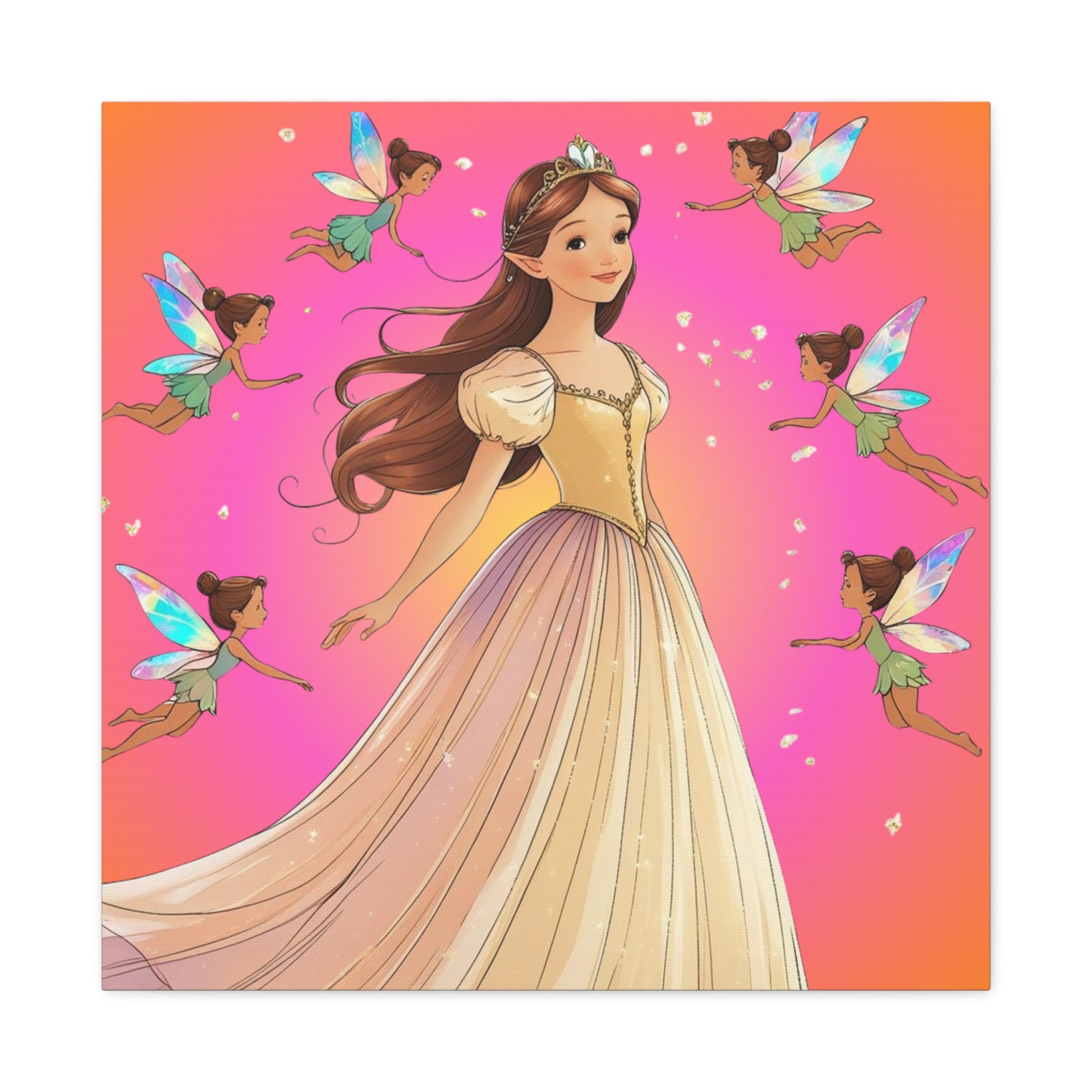 Leinwandbild „Prinzessin-Fee“, Zauberhafte Wanddekoration für Kinderzimmer, Zauberhafte Wohndekoration, Geschenk für Geburtstage und Feiern