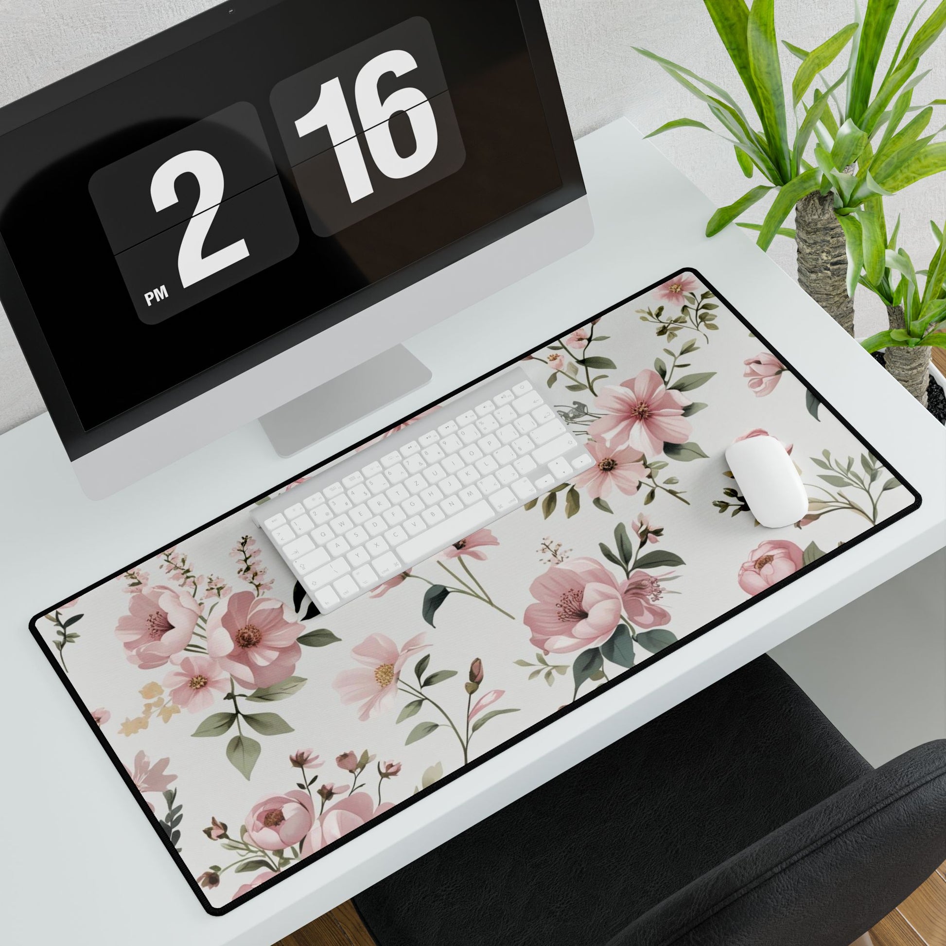 Florale Schreibtischmatte - Elegantes Arbeitsplatzdekor, Büroaccessoire, Geschenk für Sie, Home Office Matte, großes Mauspad