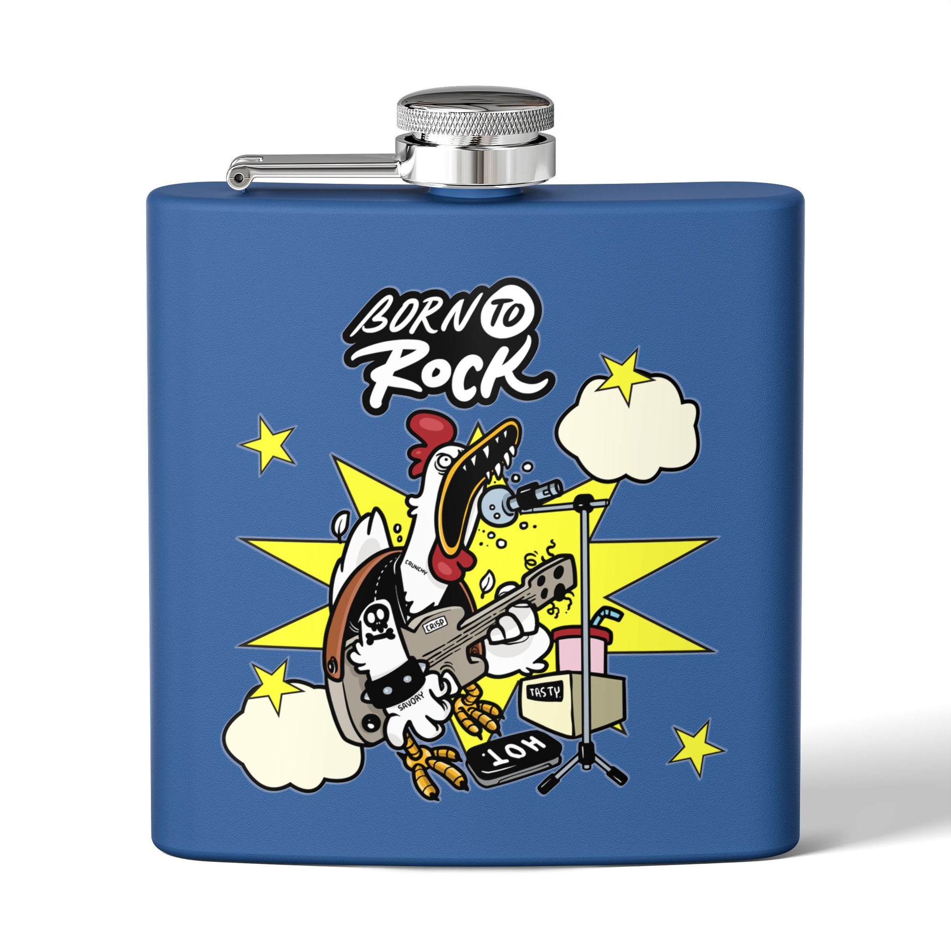 Edelstahl-Flachmann „Born to Rock“ – 170 ml Party-Accessoire zum Thema Musik