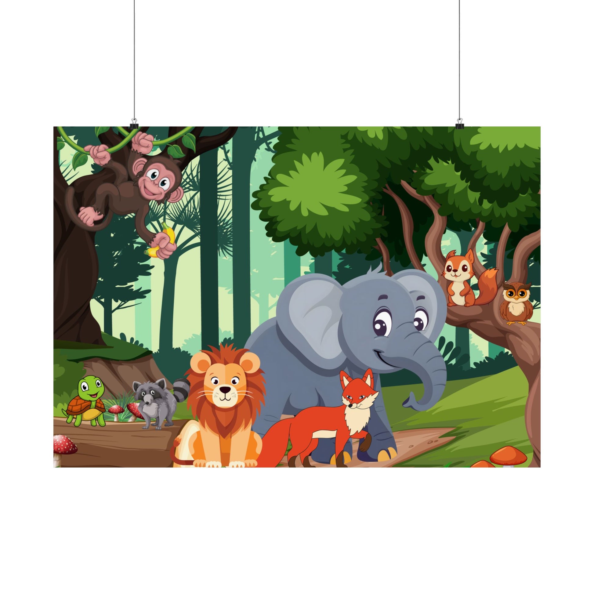 Verspieltes Tier-Kunstposter, Kinderzimmer Dekor, Dschungel Thema Wandkunst, Kinderzimmer Dekoration, Geburtstagsgeschenk für Kinder