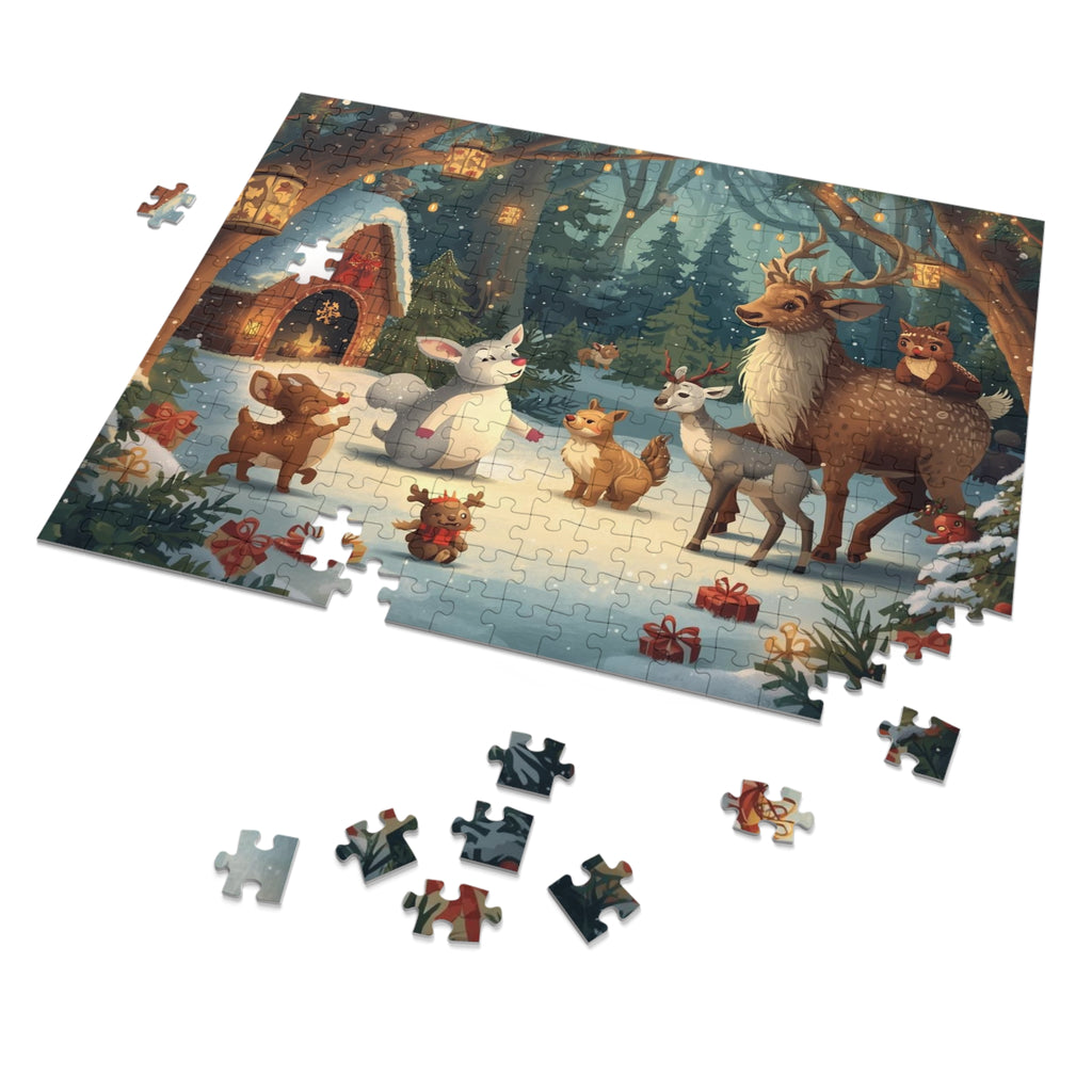Wunderliches Wintertier-Puzzle, gemütliche Familienaktivität, Urlaubsgeschenk, Spaß für alle Altersgruppen, festliche Wohndekoration, Dose inklusive