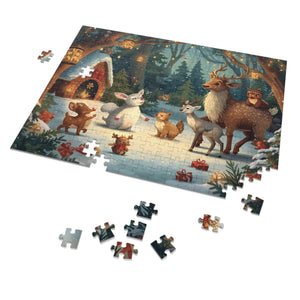 Wunderliches Wintertier-Puzzle, gemütliche Familienaktivität, Urlaubsgeschenk, Spaß für alle Altersgruppen, festliche Wohndekoration, Dose inklusive