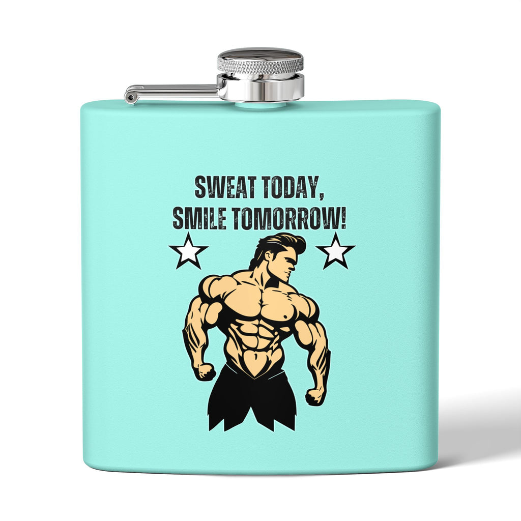 Motivierende Edelstahlflasche – 6 oz Fitnessstudio-Inspiration | Heute schwitzen, morgen lächeln!