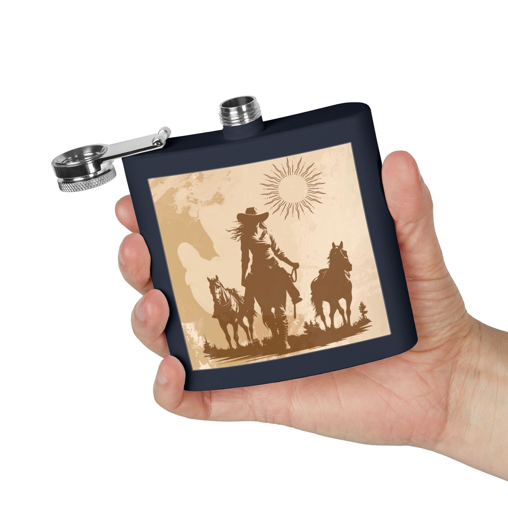 Western Cowboy Flask, Rustikale Geschenke für Männer, Cowboy Flask, personalisiertes Geschenk für Pferdeliebhaber, Cowboy Dekor, Abenteuerausrüstung
