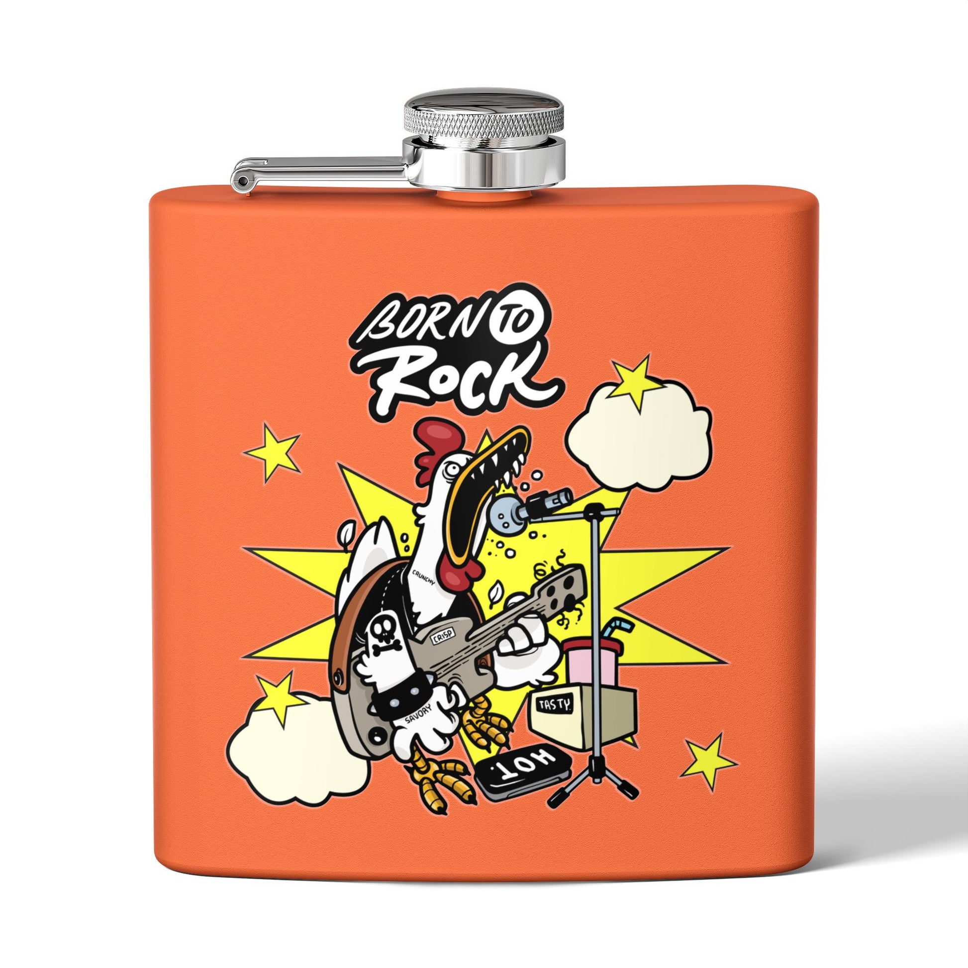 Edelstahl-Flachmann „Born to Rock“ – 170 ml Party-Accessoire zum Thema Musik