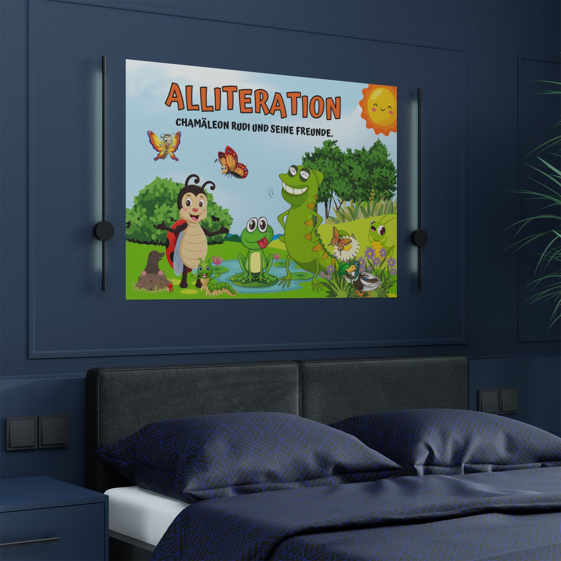 Kinder-Lernposter aus Satin, Kinderzimmer-Dekor, Klassenzimmer-Wandkunst, Alliterationsthema, Lerndekor, lustige Kindergeschenke