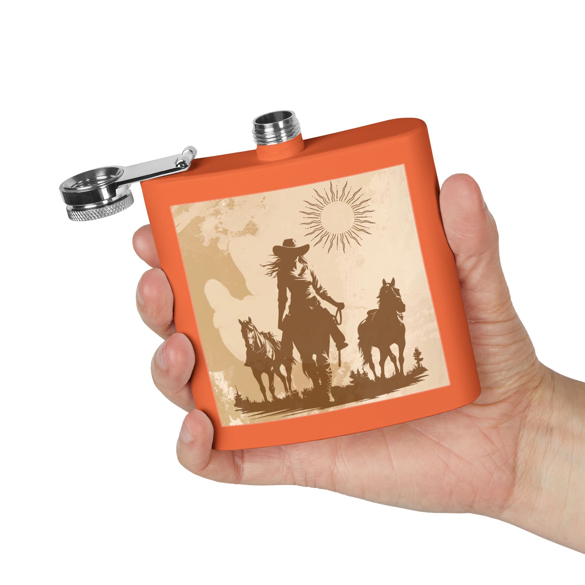 Western Cowboy Flask, Rustikale Geschenke für Männer, Cowboy Flask, personalisiertes Geschenk für Pferdeliebhaber, Cowboy Dekor, Abenteuerausrüstung
