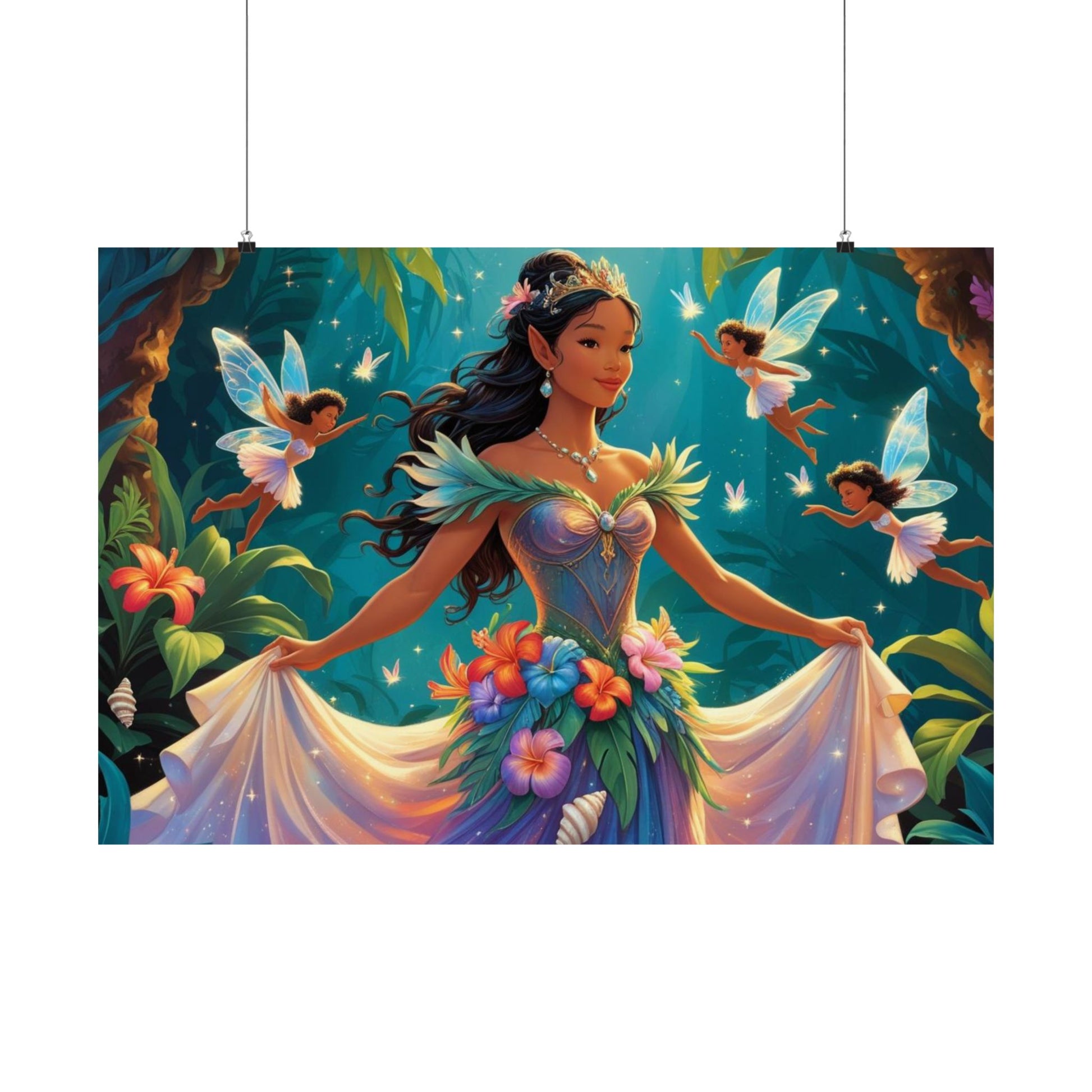 Zauberhafter Feen-Wandkunstdruck, Verträumtes Wohndekor, buntes Poster für Kinderzimmer, Fantasy-Kunst, Geschenk für Feenliebhaber