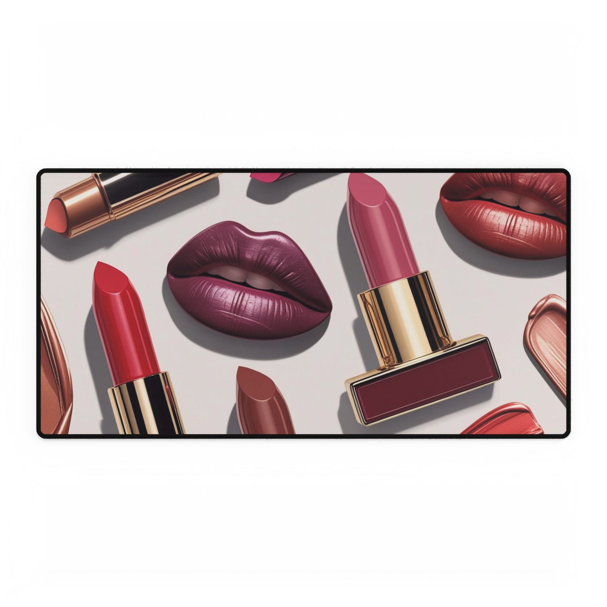 Schicke Lippenstift-Schreibtischmatte | Makeup-inspirierte Schreibtischunterlage, Bürodekor, Geschenk für Beauty-Liebhaber, mädchenhaftes Arbeitsplatz-Accessoire