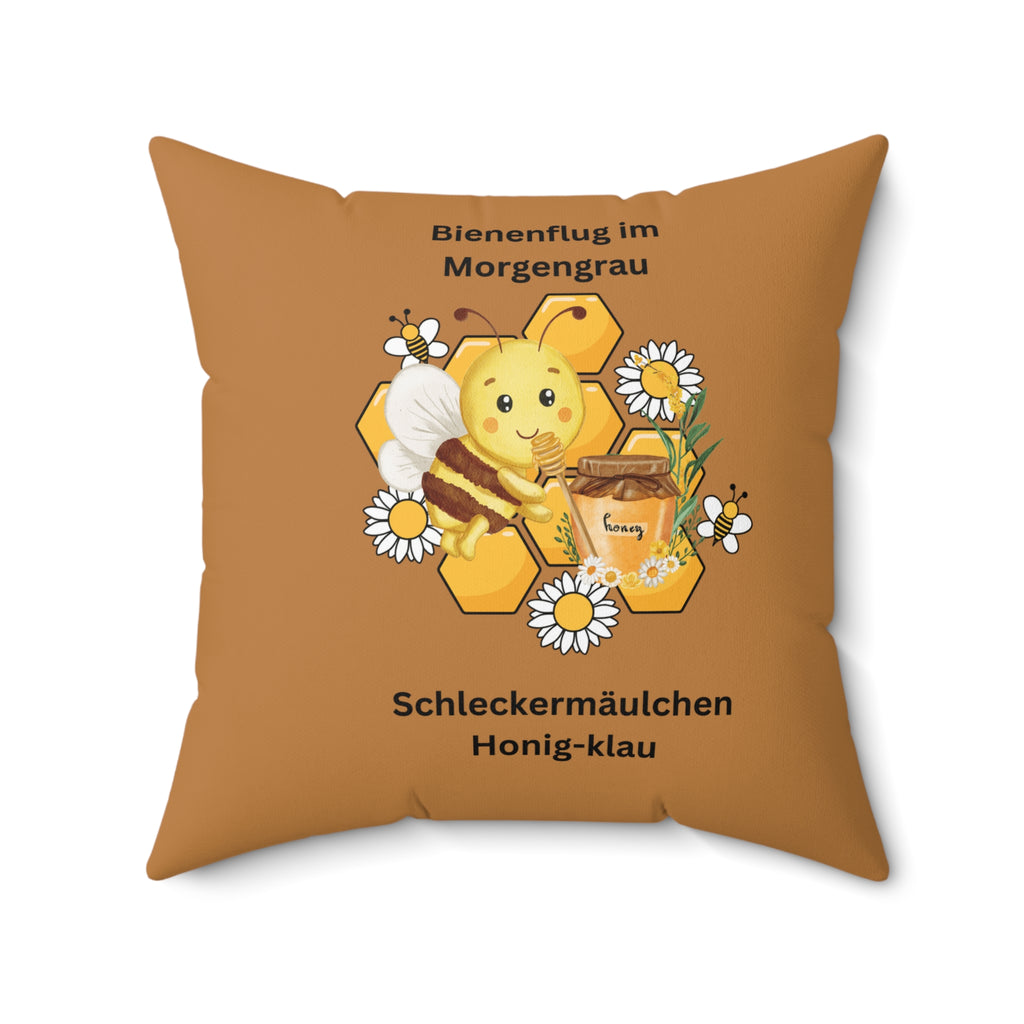 Bienen-inspiriertes Kissen, Süßes Bienenkissen, Blumendekor für Zuhause, Gartenparty-Gastgeschenk, Frühlings- & Sommergeschenk Braun