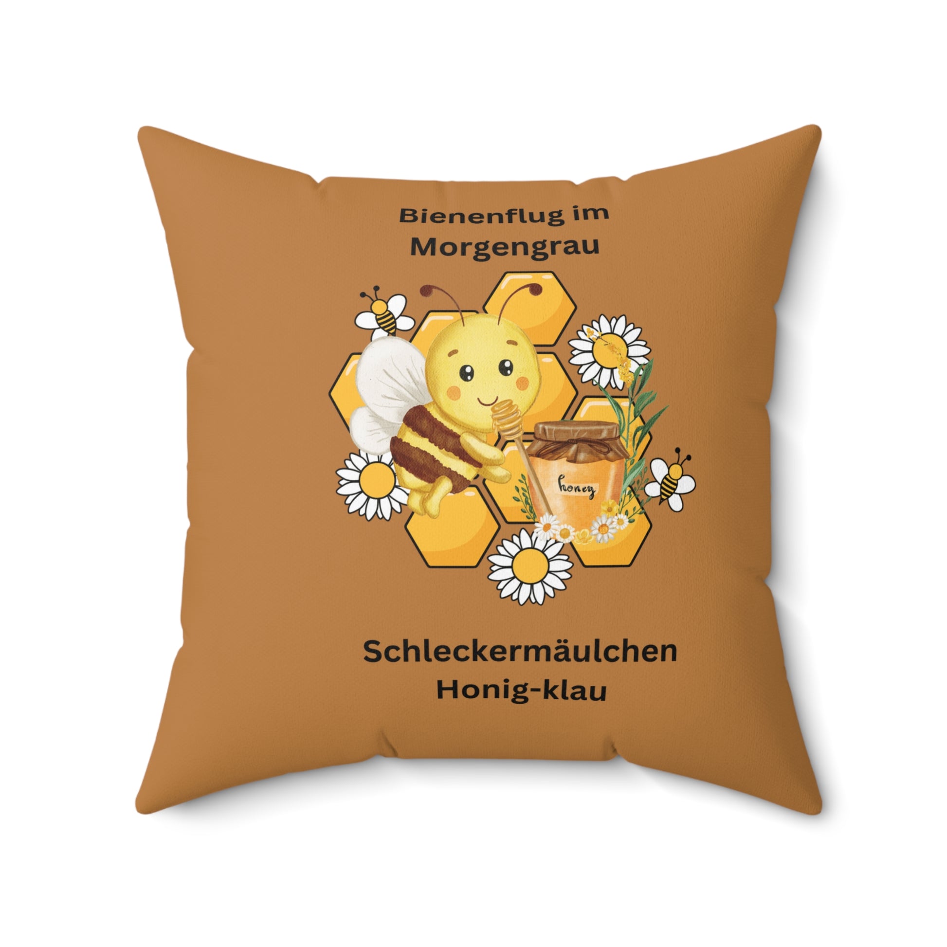 Bienen-inspiriertes Kissen, Süßes Bienenkissen, Blumendekor für Zuhause, Gartenparty-Gastgeschenk, Frühlings- & Sommergeschenk Braun