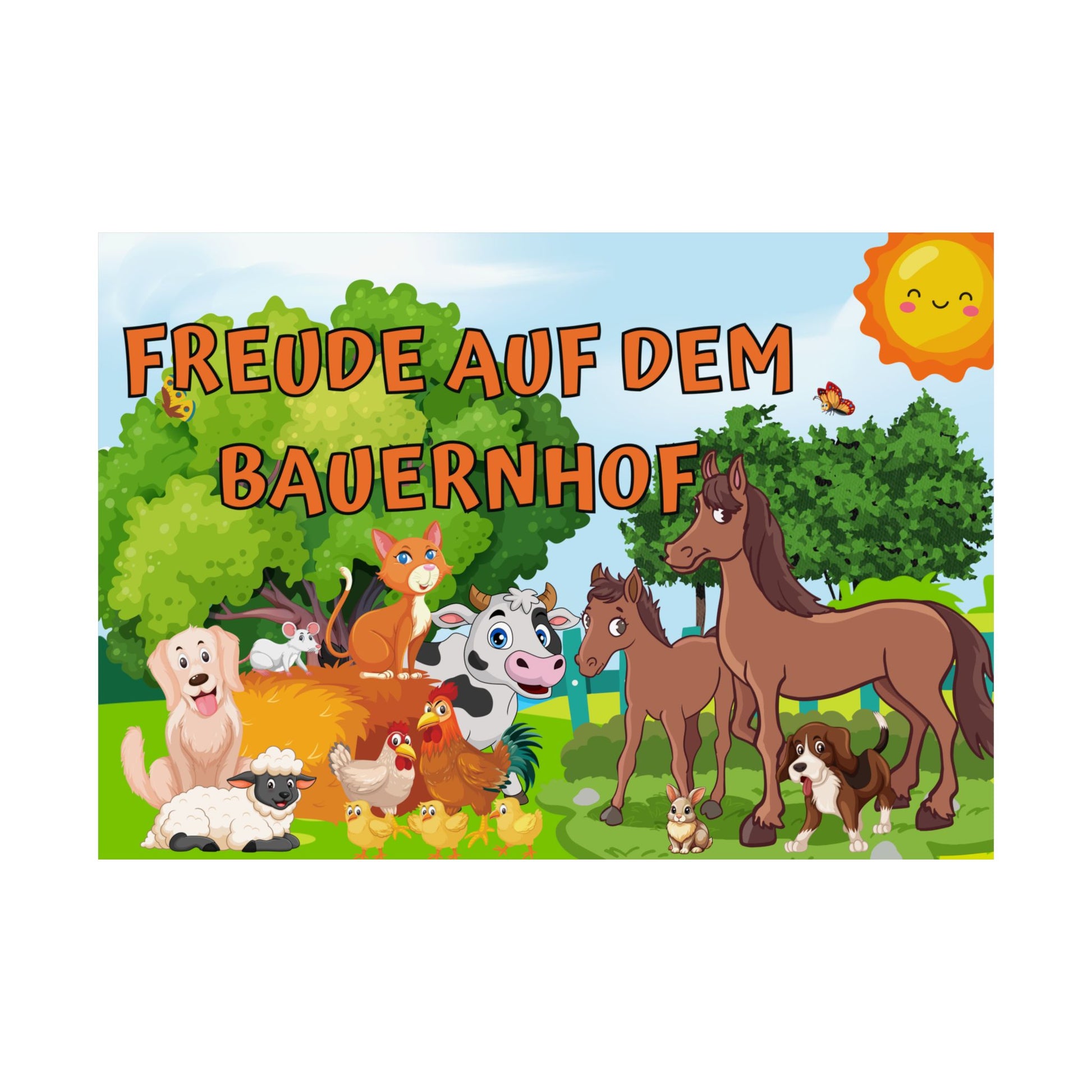 Süßes Tierfarm Satin Poster, Kinderzimmer Dekor, Bauernhof Tier Kunst, Kinder Wandkunst, Pädagogisches Kinderzimmer Poster