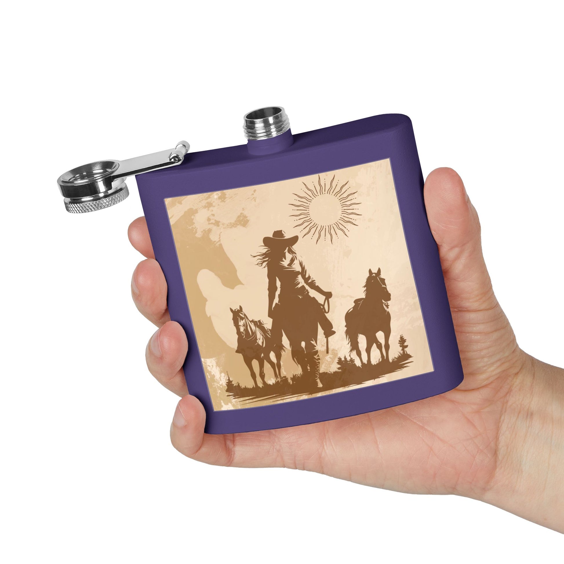 Western Cowboy Flask, Rustikale Geschenke für Männer, Cowboy Flask, personalisiertes Geschenk für Pferdeliebhaber, Cowboy Dekor, Abenteuerausrüstung