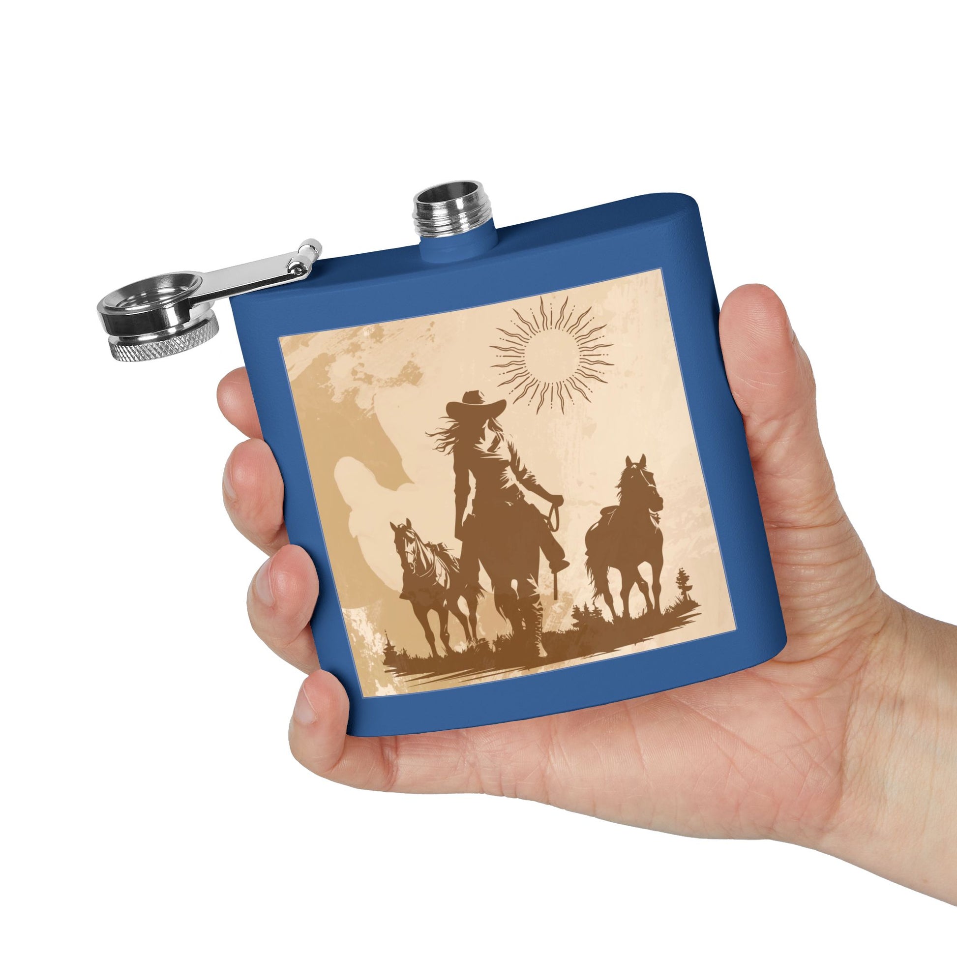 Western Cowboy Flask, Rustikale Geschenke für Männer, Cowboy Flask, personalisiertes Geschenk für Pferdeliebhaber, Cowboy Dekor, Abenteuerausrüstung