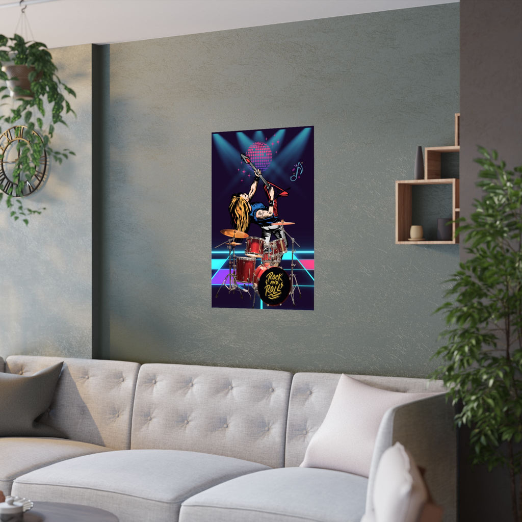 Rock and Roll Satin Poster, Musik Wandkunst, Retro Dekor, Geschenk für Musiker, Home Studio Dekoration, Vintage Vibe Kunstwerk