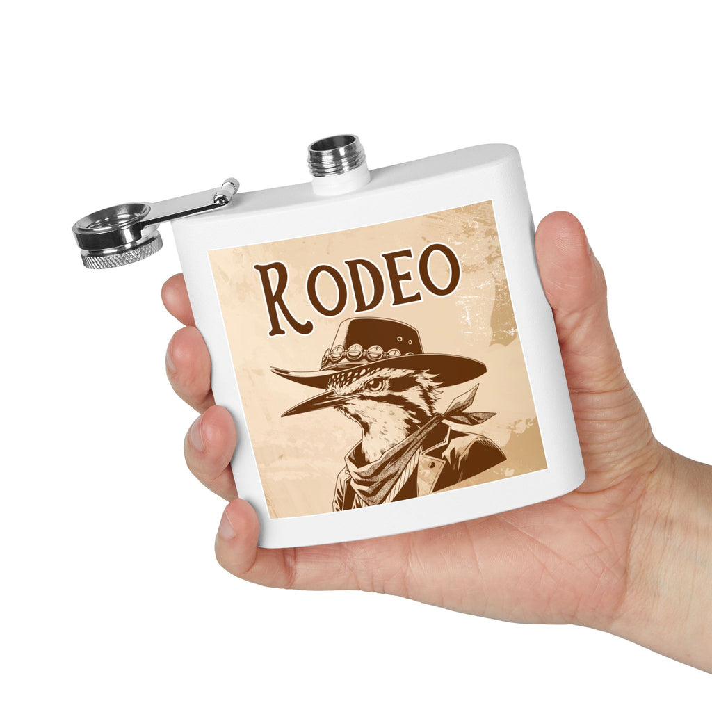 Rodeo-Flachmann aus Edelstahl | Cowboy-Geschenk | Western-Dekor | Party-Flachmann | Rustikales Hochzeitsgeschenk | Abenteuerausrüstung | Schnapsflachmann