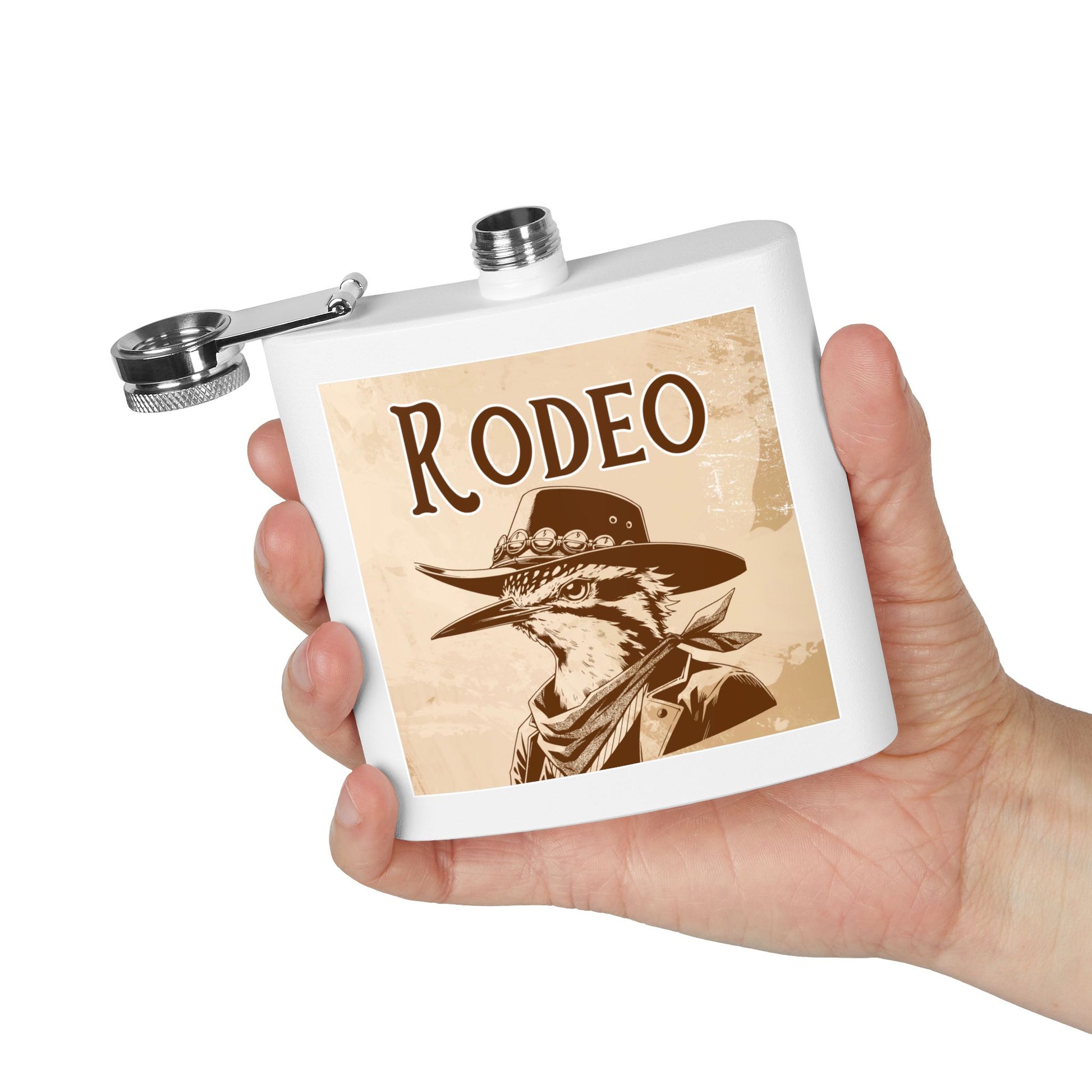 Rodeo-Flachmann aus Edelstahl | Cowboy-Geschenk | Western-Dekor | Party-Flachmann | Rustikales Hochzeitsgeschenk | Abenteuerausrüstung | Schnapsflachmann
