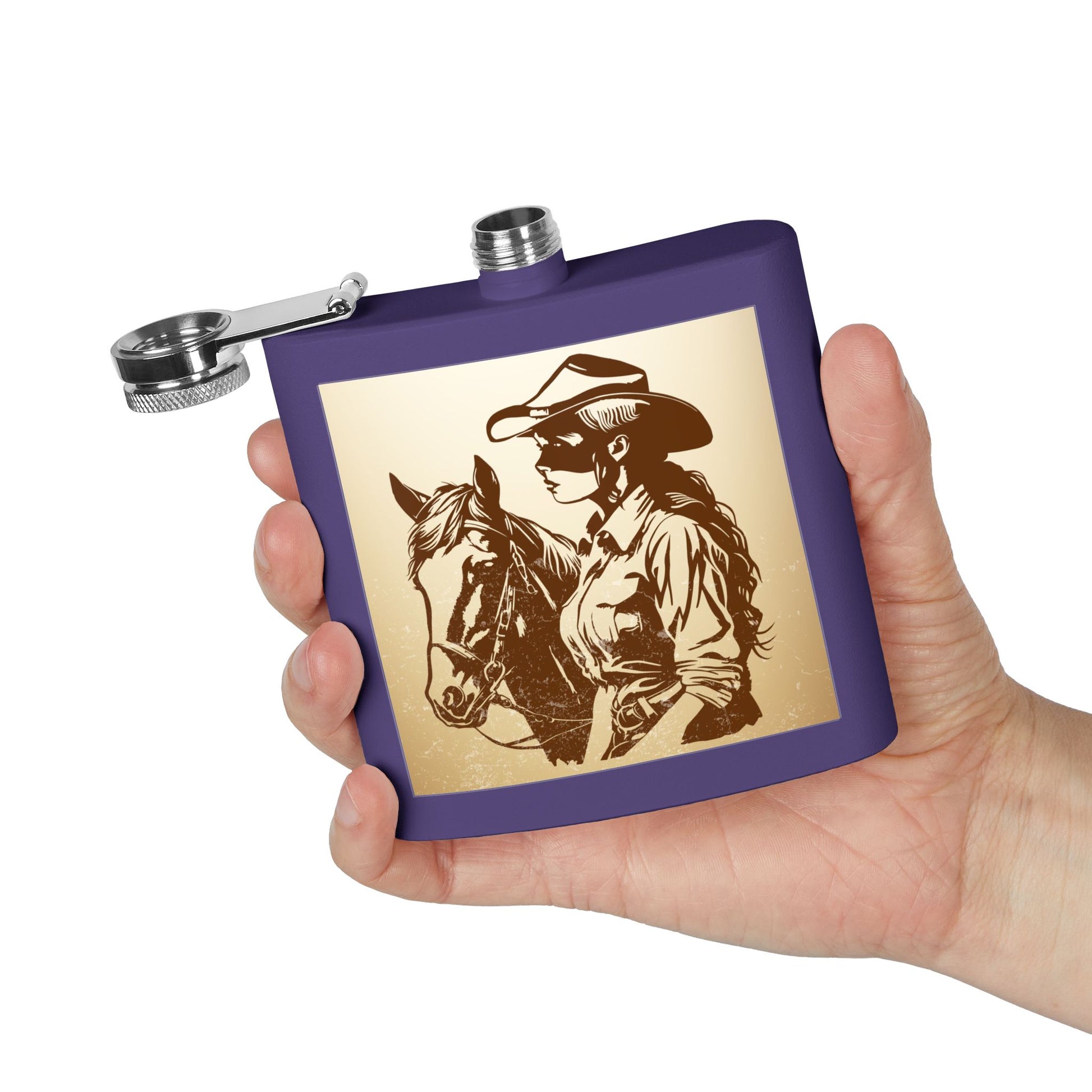 Cowgirl-Flachmann aus Edelstahl, 6 oz – perfekt als Geschenk, zum Camping, für Cowboy-Events, Tailgating und personalisierte Feiern!